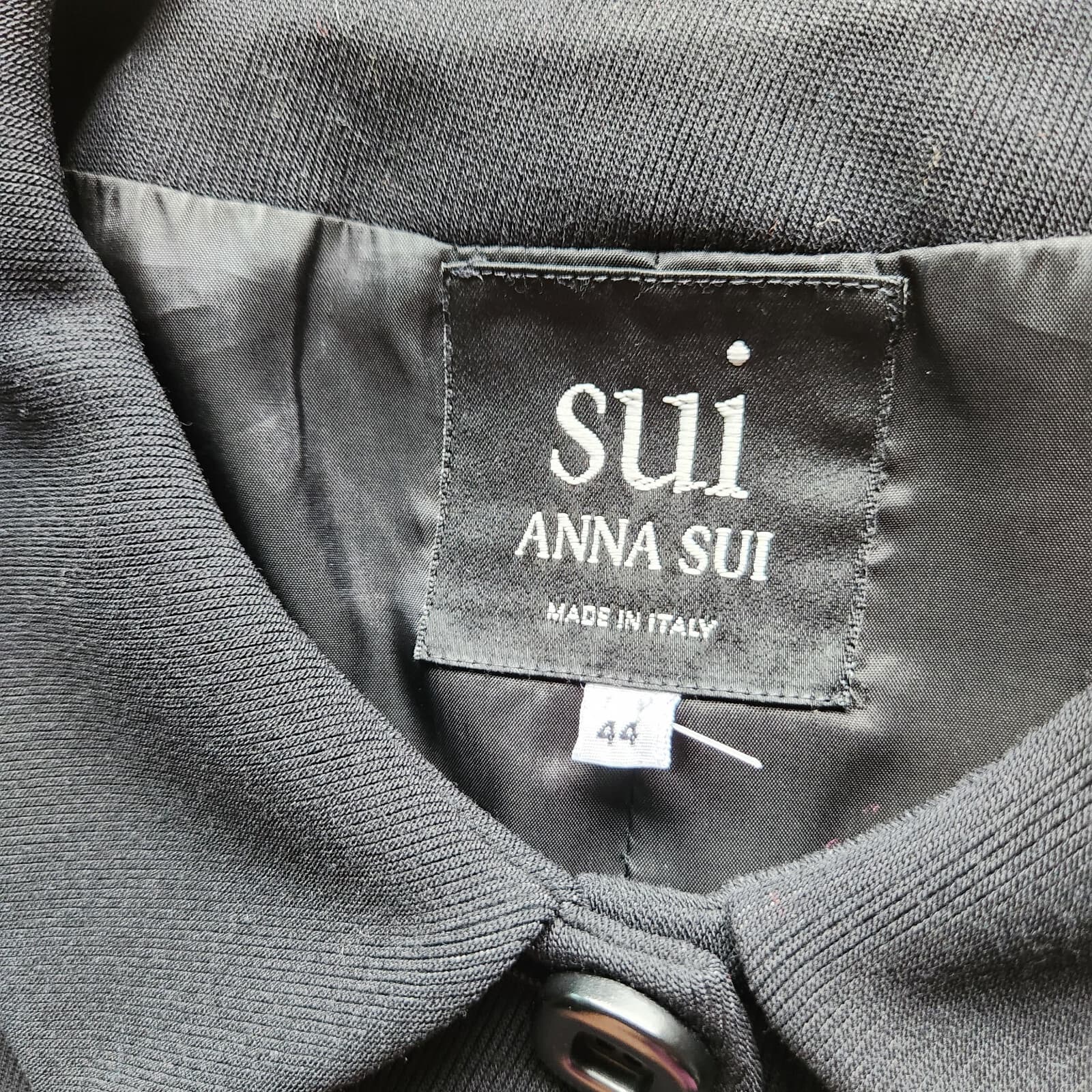 Sui Anna Sui Twill Wool Blend Tie-Waist Jacket Pocket Black Sz.44 Made in Italy - Thumbnail 9
