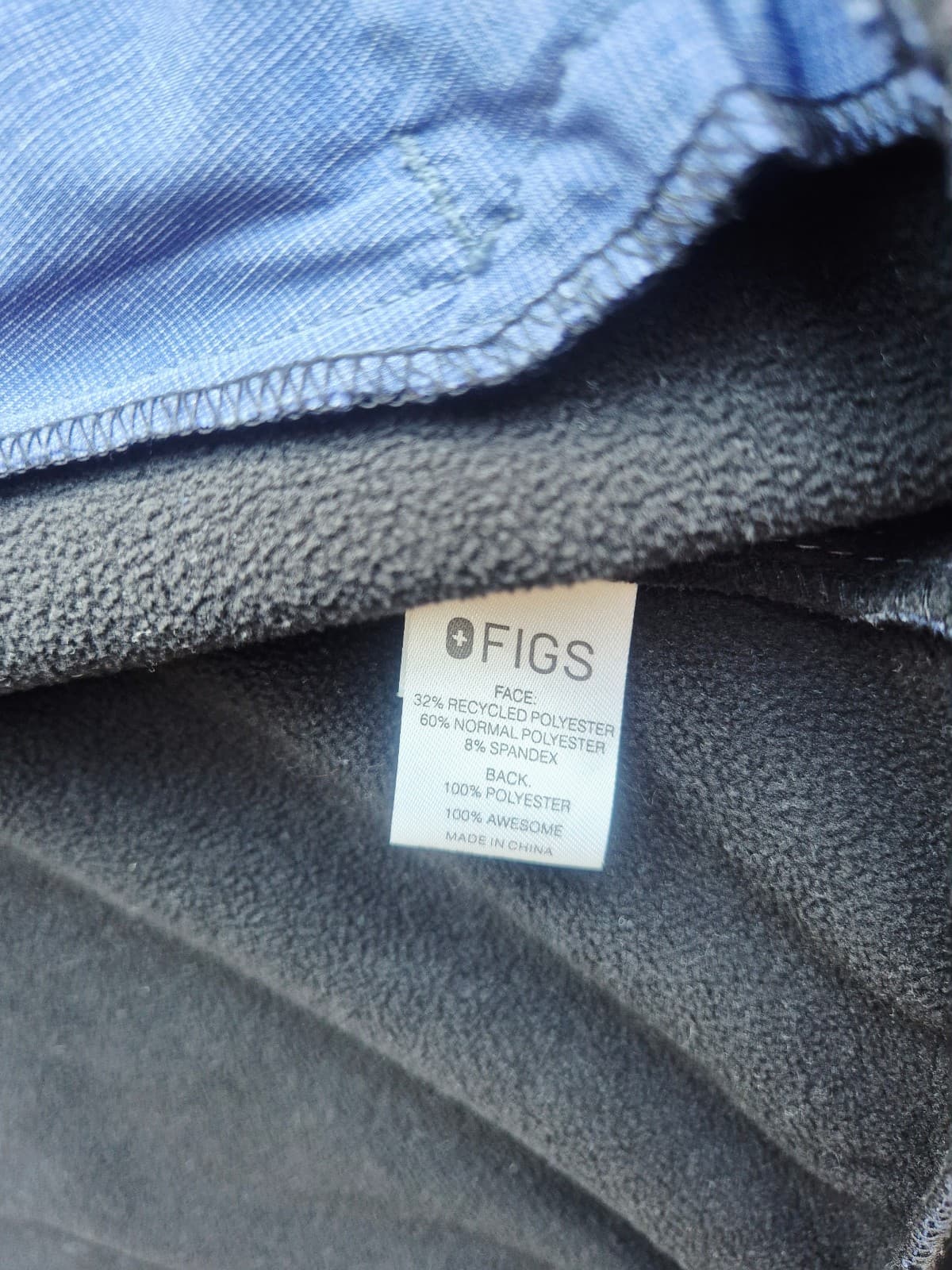 Figs FION e.a.c Recycled Scrub Jacket Fleece Lined Lightweight Zip Blue Men's S - Thumbnail 12