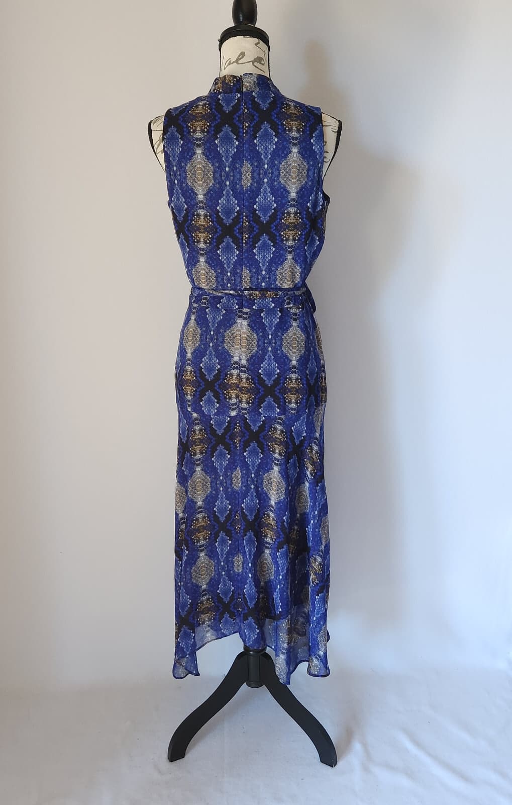 NWT Calvin Klein Handkerchief Snakeskin Dress Belt Sleeveless Blue Sz.4 $130 - Thumbnail 6