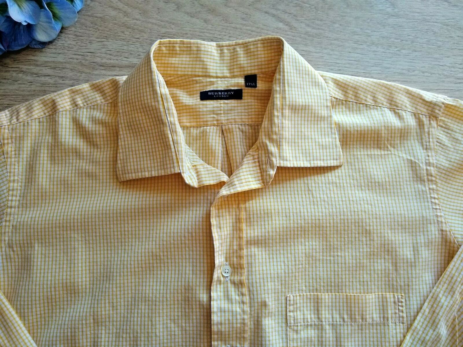 BURBERRY London Casual Shirt Long Sleeve Button-down Yellow Check Sz.17.5 (L) - Thumbnail 2