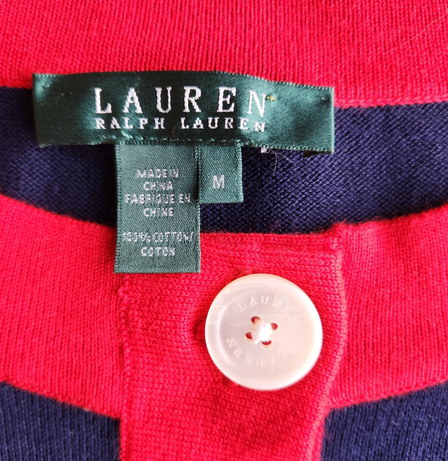 Lauren Ralph Lauren Knit Nautical Sailor Short Sleeve Sweater Navy Red Cotton M - Thumbnail 7
