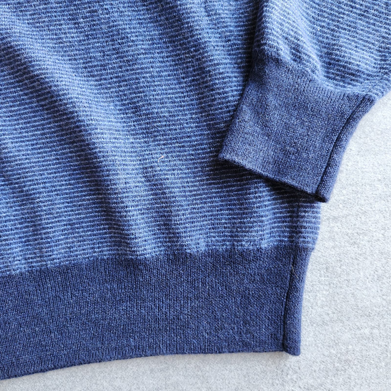 Peter Millar Extrafine Italian Merino Wool 1/4 Zip Sweater Needle Stripe Navy L - Thumbnail 8