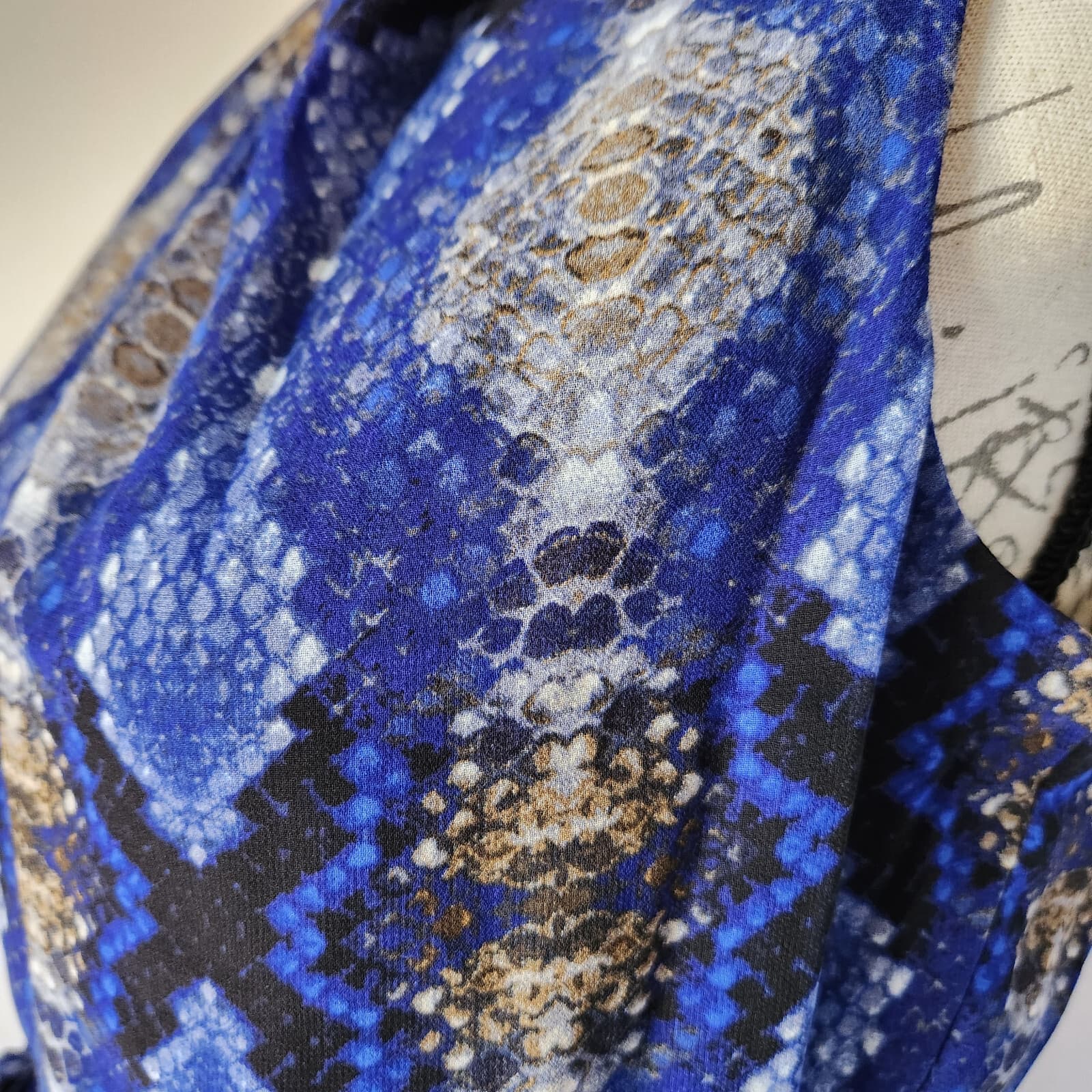 NWT Calvin Klein Handkerchief Snakeskin Dress Belt Sleeveless Blue Sz.4 $130 - Thumbnail 5