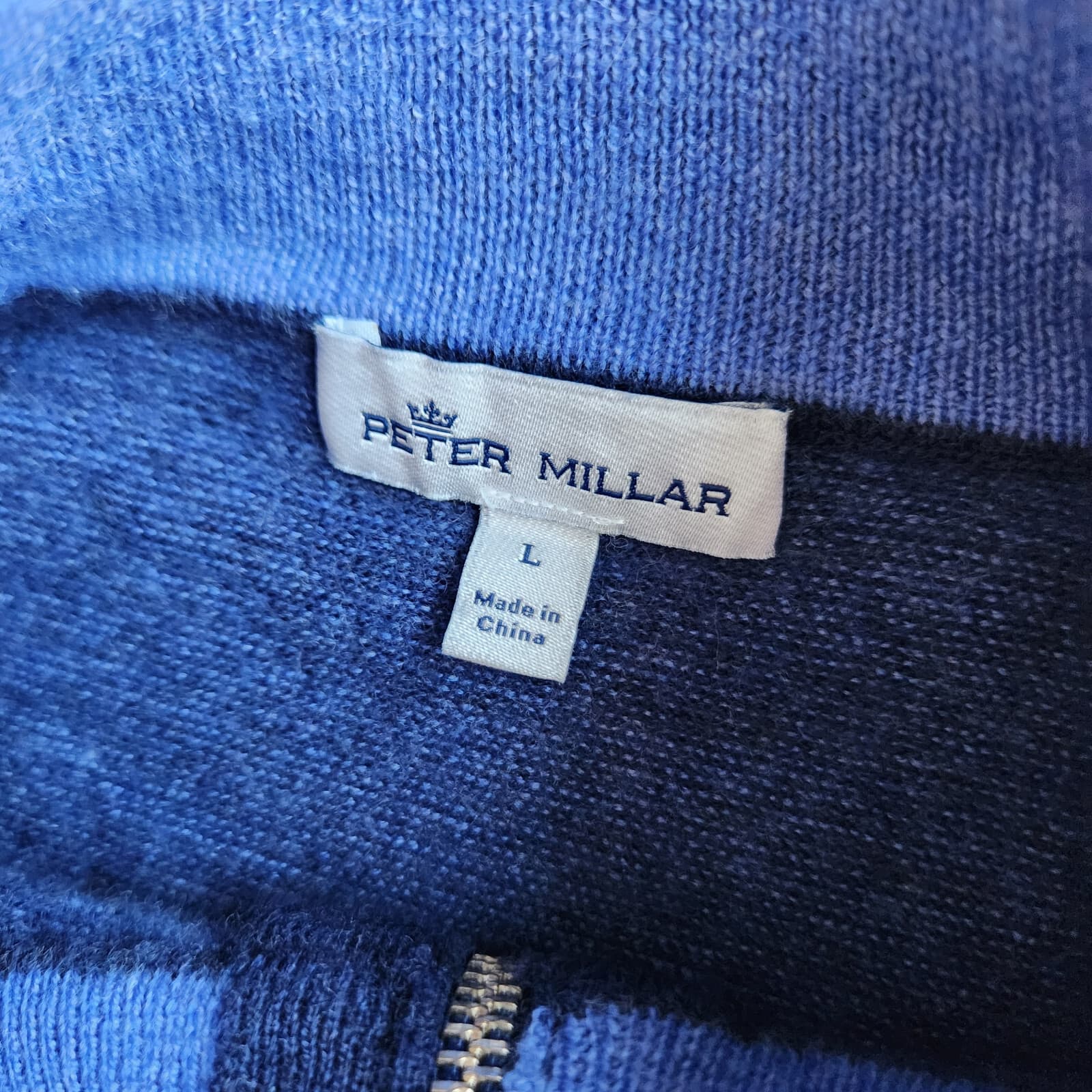 Peter Millar Extrafine Italian Merino Wool 1/4 Zip Sweater Needle Stripe Navy L - Thumbnail 10