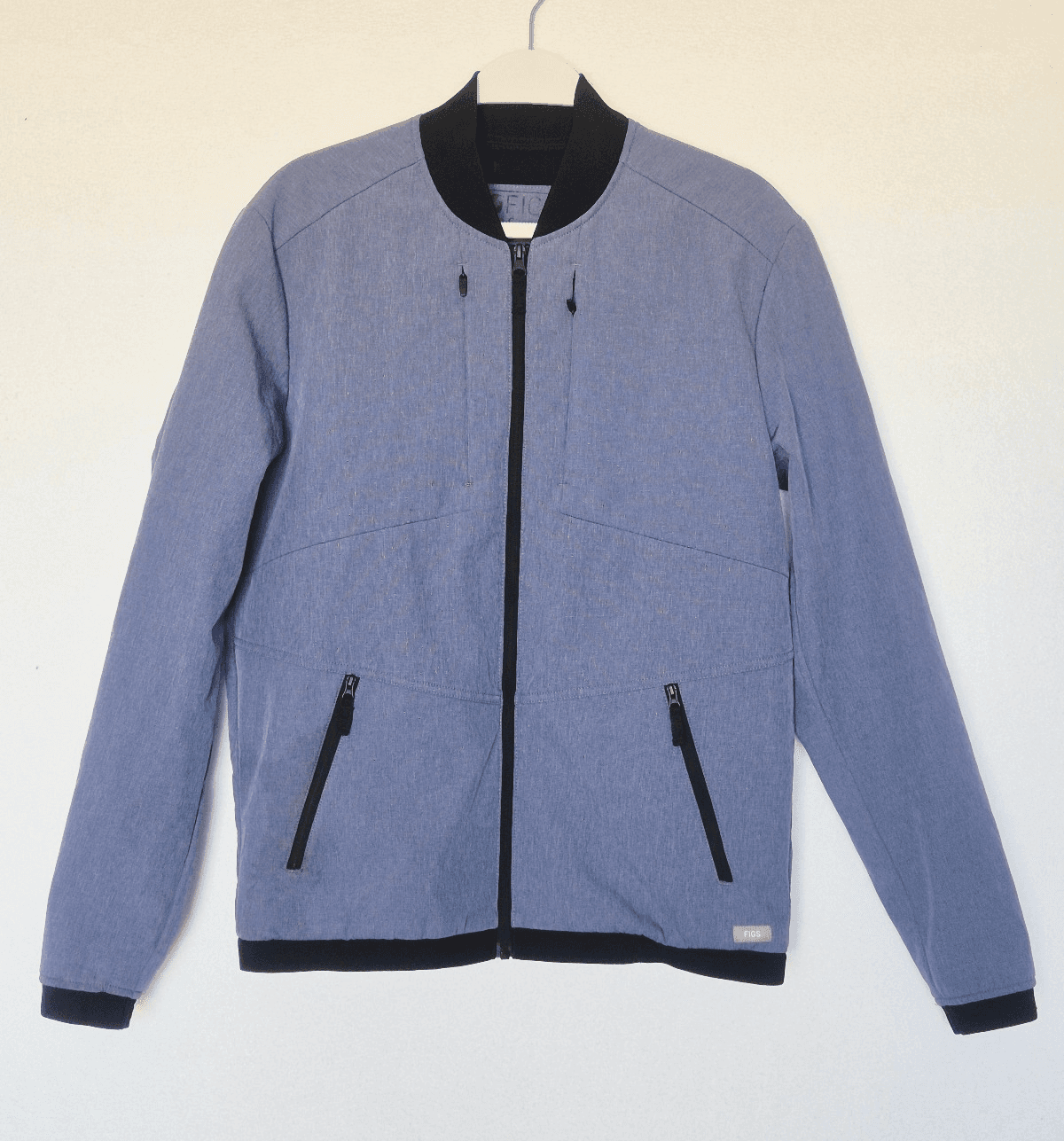 Figs FION e.a.c Recycled Scrub Jacket Fleece Lined Lightweight Zip Blue Men's S - Thumbnail 3