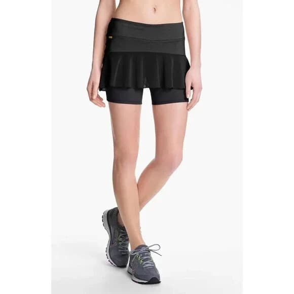 Lole UPF50+ Antibacterial Performance Mesh Skort Pocket Wicking Grey Women's M - Thumbnail 2