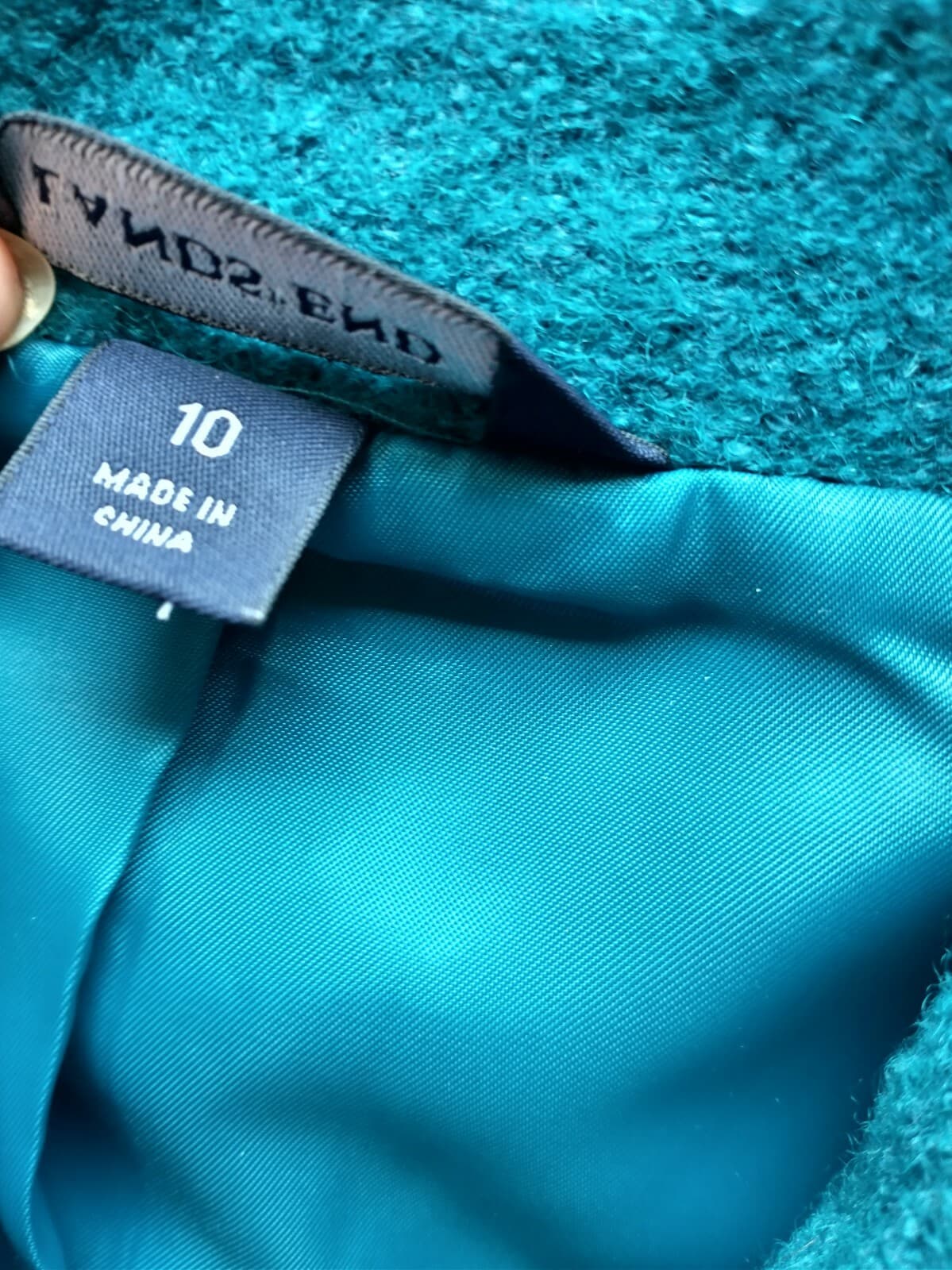 Lands' End Wool Blend Tweed Jacket Button Lined Pocket Blue-Green Women Sz.10 - Thumbnail 7