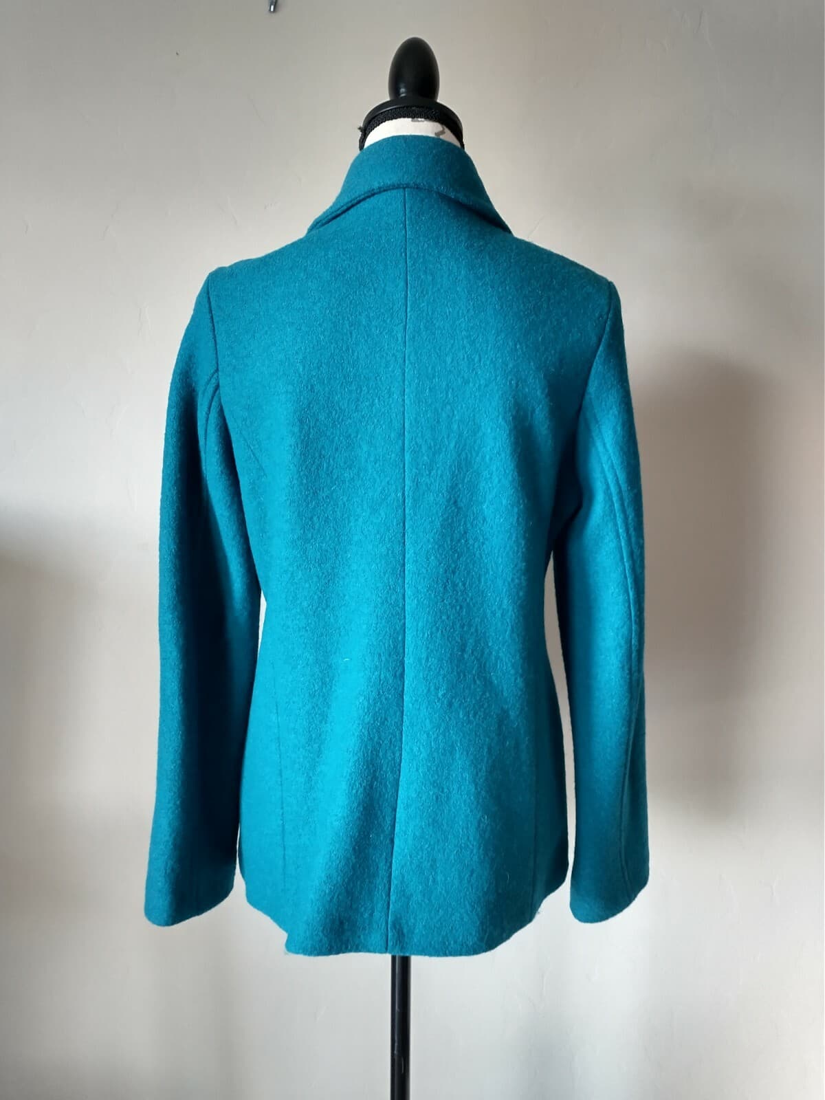 Lands' End Wool Blend Tweed Jacket Button Lined Pocket Blue-Green Women Sz.10 - Thumbnail 4