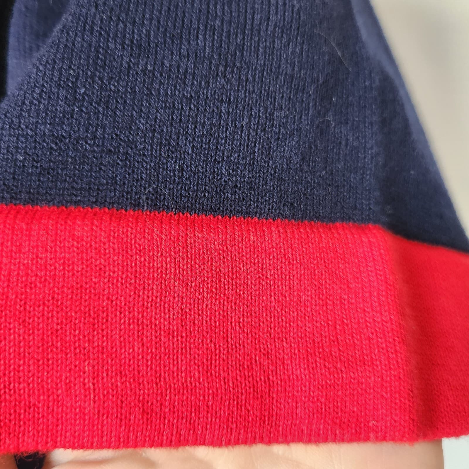 Lauren Ralph Lauren Knit Nautical Sailor Short Sleeve Sweater Navy Red Cotton M - Thumbnail 5