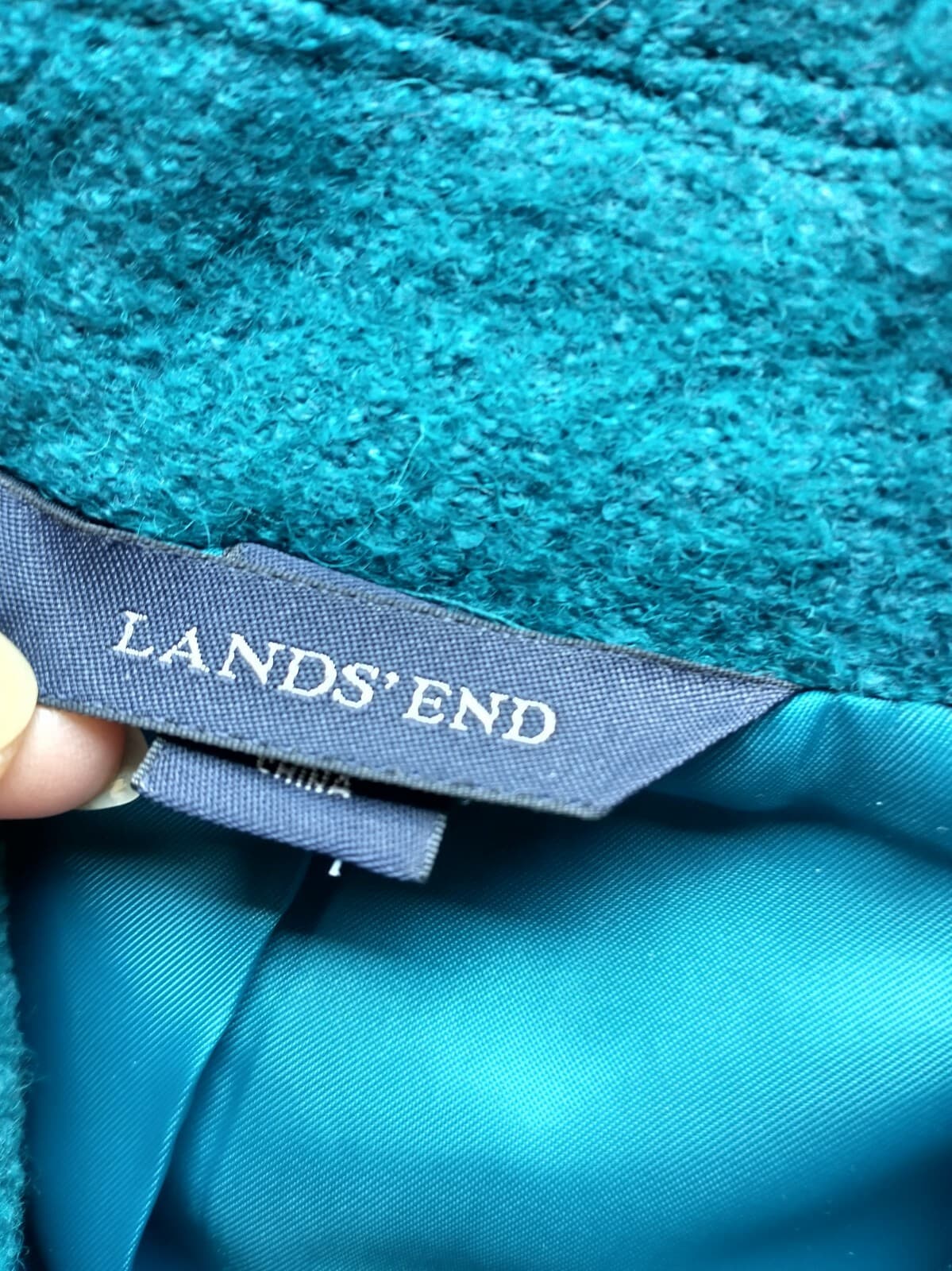 Lands' End Wool Blend Tweed Jacket Button Lined Pocket Blue-Green Women Sz.10 - Thumbnail 6