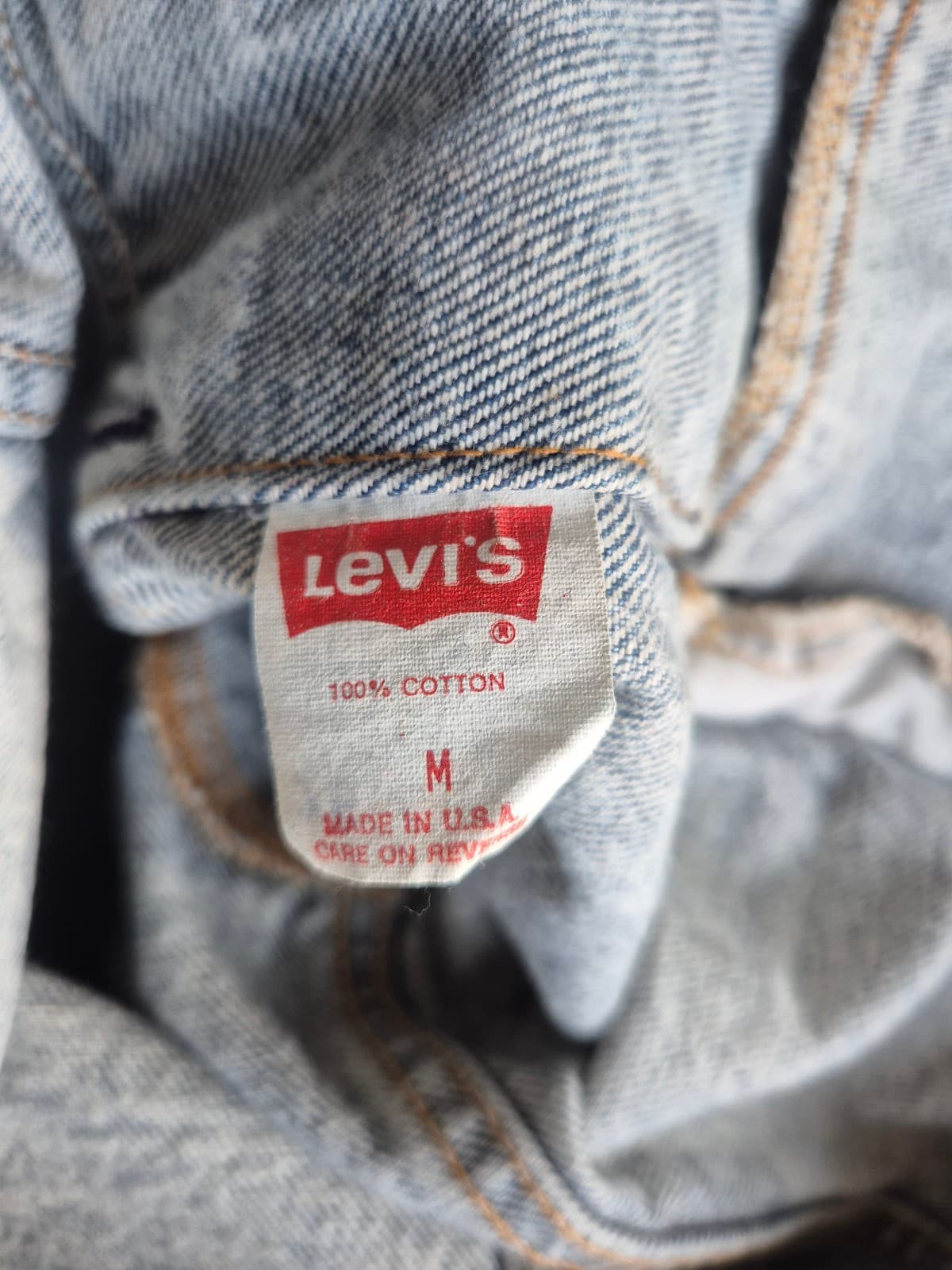 Vintage'80s Levi's 70507-0219 Made in USA Stonewashed Denim Trucker Jacket Men M - Thumbnail 11