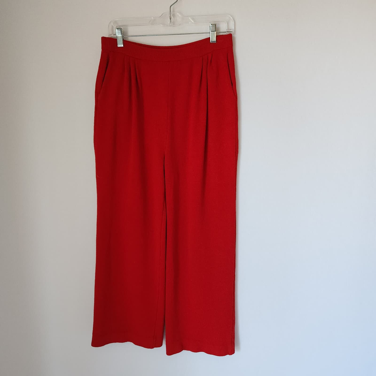 ST. JOHN Collection Marie Gray Santna Knit Pants Pullon Pleat Front Red Women 10 - Thumbnail 3