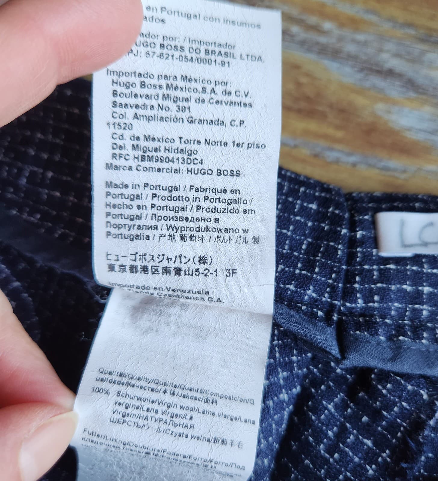Hugo Boss 100% Wool Straight Wide Leg Dress Pants Zip Check Blue Women's 8 - Thumbnail 6