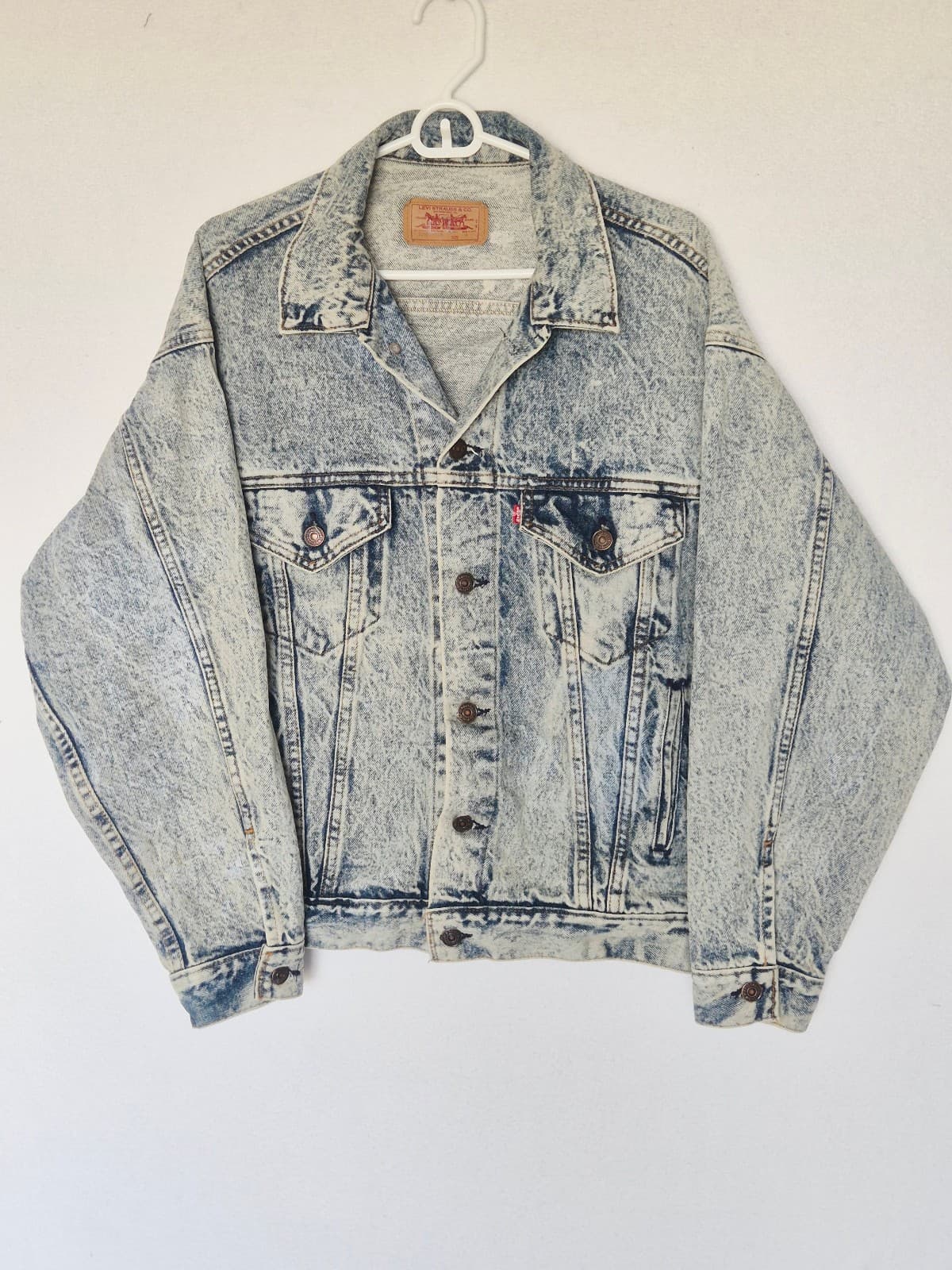 Vintage'80s Levi's 70507-0219 Made in USA Stonewashed Denim Trucker Jacket Men M - Thumbnail 2