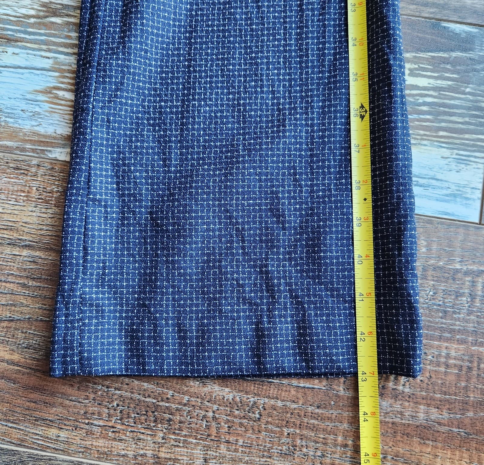 Hugo Boss 100% Wool Straight Wide Leg Dress Pants Zip Check Blue Women's 8 - Thumbnail 9