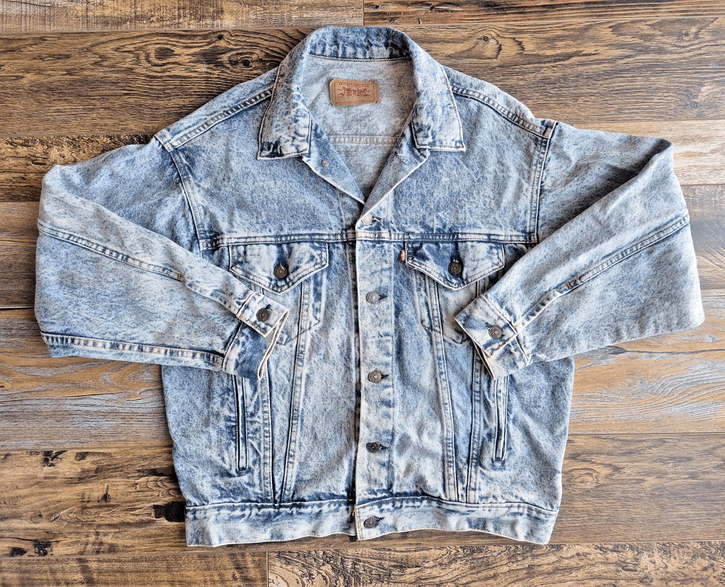 Vintage'80s Levi's 70507-0219 Made in USA Stonewashed Denim Trucker Jacket Men M - Thumbnail 3