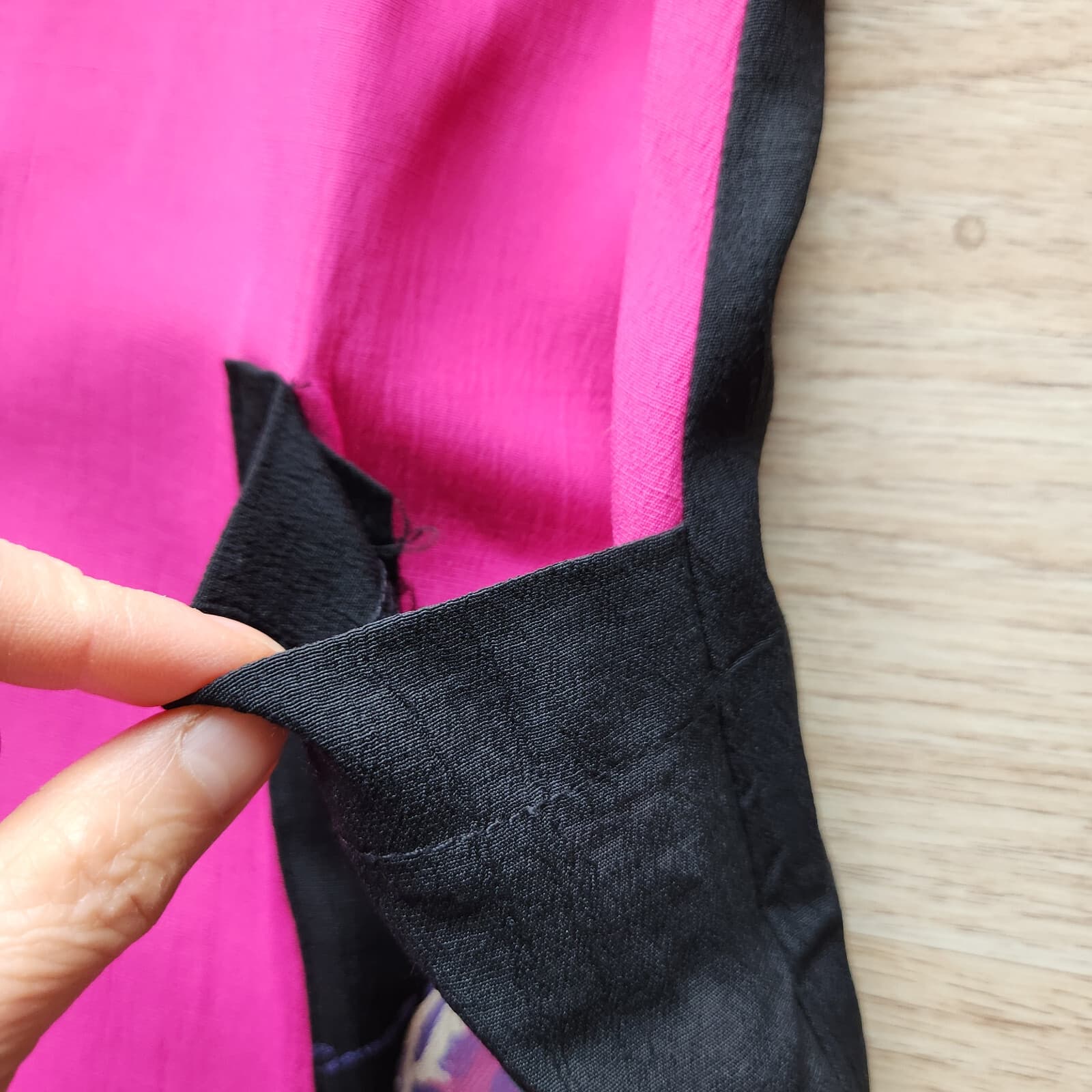 Crazy Fish Hawaii Tropical Maxi Dress Short Sleeve Pocket Rayon Pink Black Sz.L - Thumbnail 7