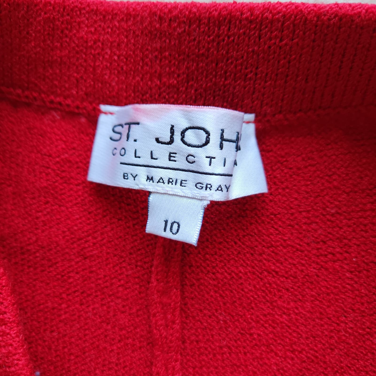 ST. JOHN Collection Marie Gray Santna Knit Pants Pullon Pleat Front Red Women 10 - Thumbnail 7