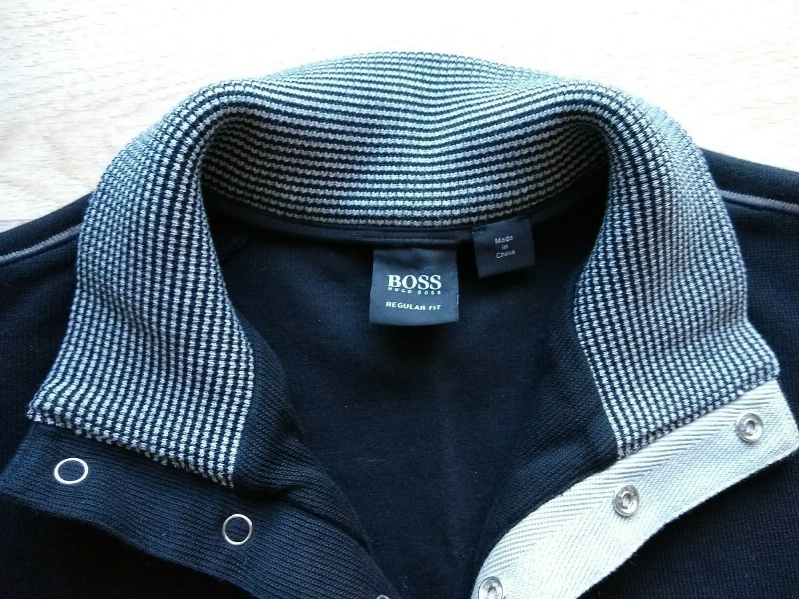 BOSS HUGO BOSS Knit Sweatshirt Pullover Long Sleeve 1/4 Snap Collar Black Sz.L - Thumbnail 3