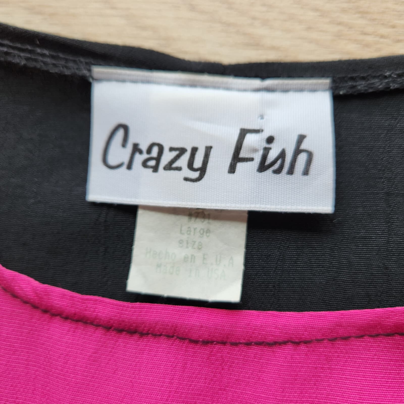 Crazy Fish Hawaii Tropical Maxi Dress Short Sleeve Pocket Rayon Pink Black Sz.L - Thumbnail 8