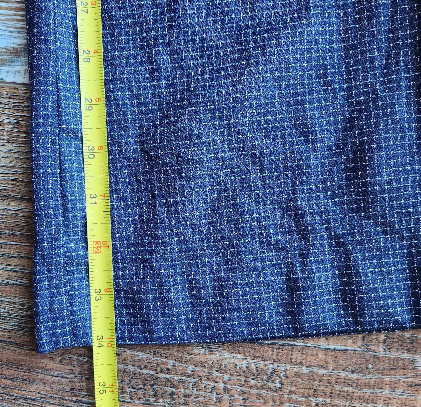 Hugo Boss 100% Wool Straight Wide Leg Dress Pants Zip Check Blue Women's 8 - Thumbnail 10