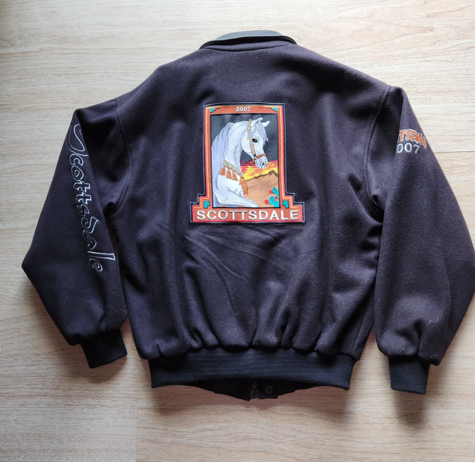 Schneiders Bomber Jakcet Scottsdale'07 Wool Blend Leather Trim Zip Black Men's M