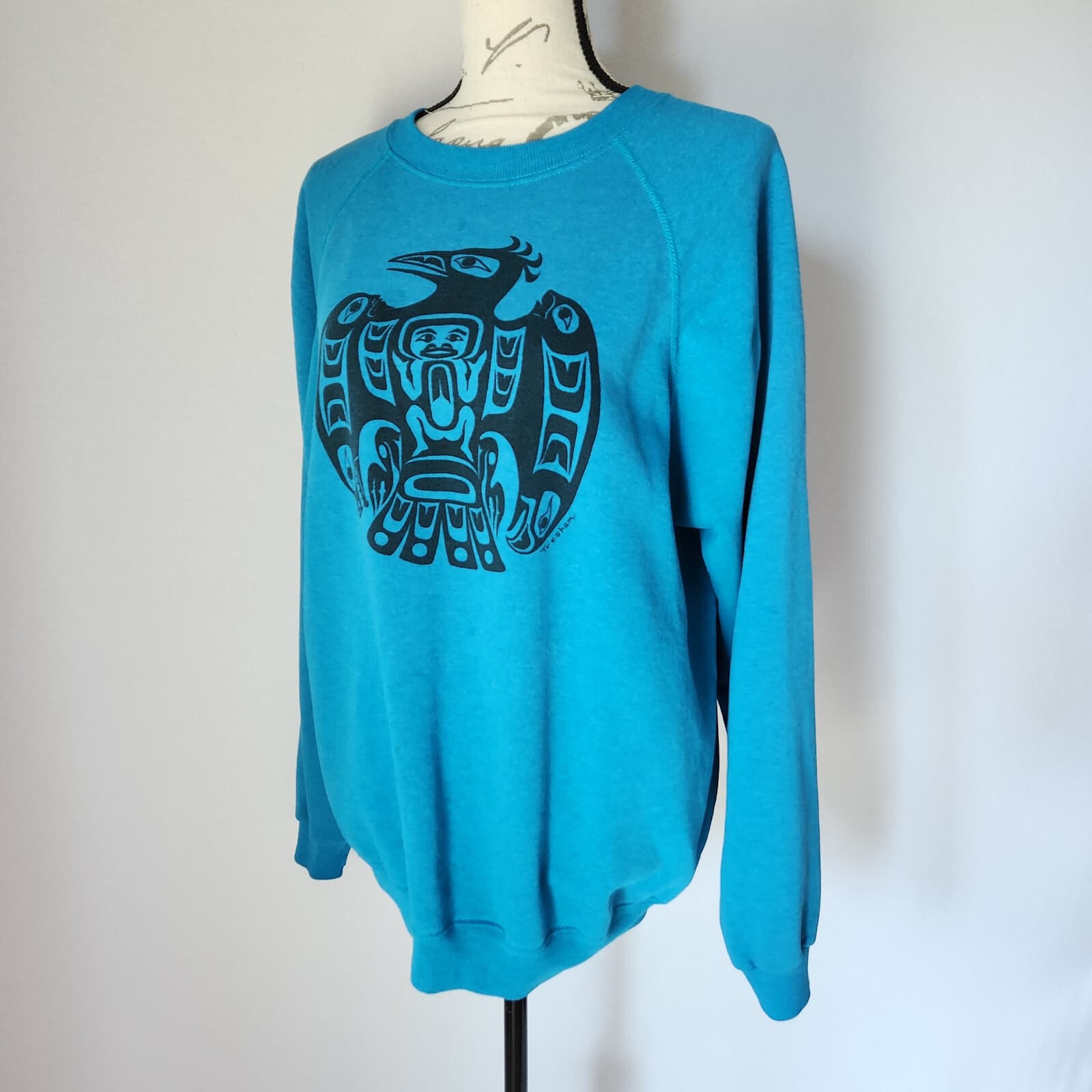 Vintage Hanes USA Graphic Tresham Fleece Lined Sweatshirt Crewneck Blue Adult XL - Thumbnail 3