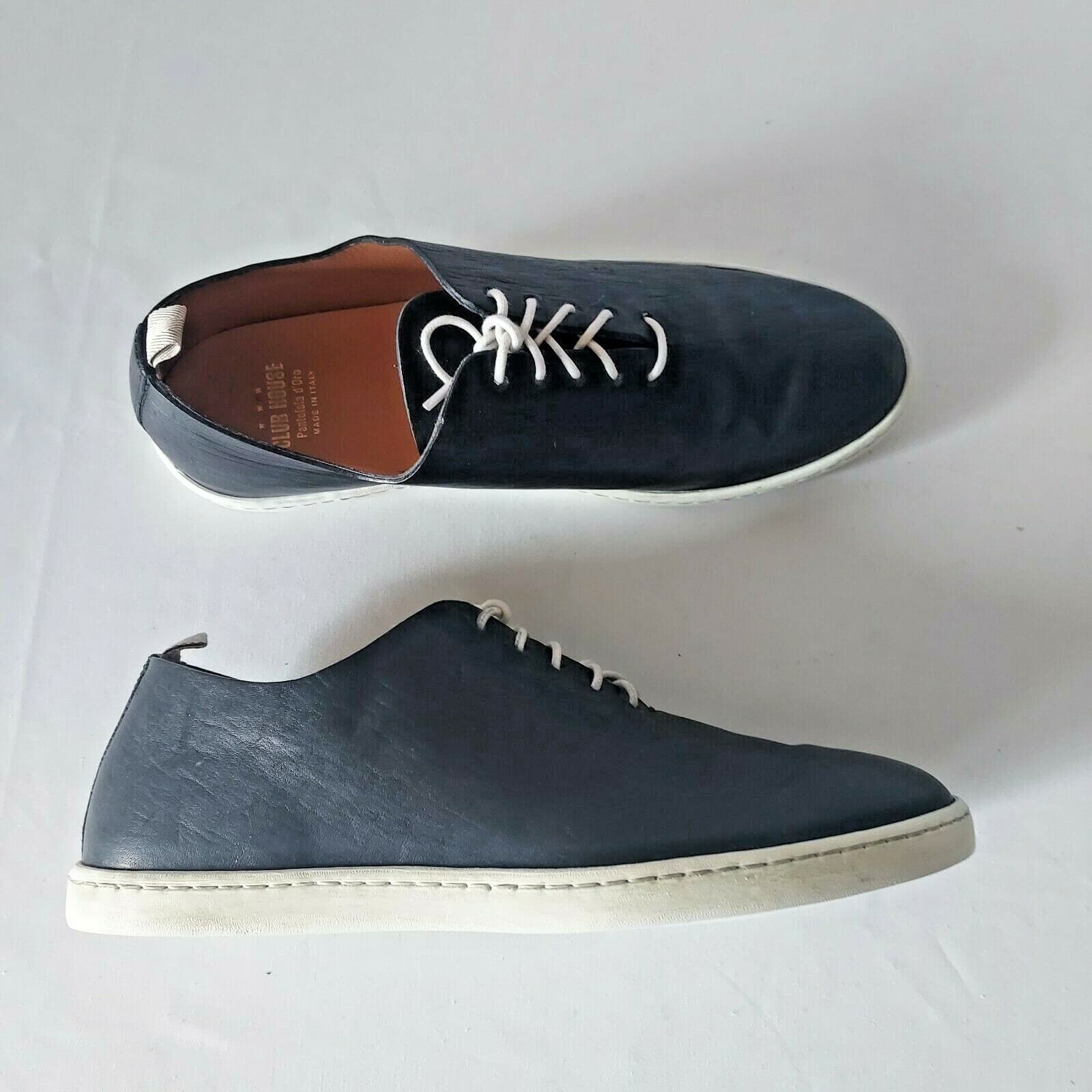 Pantofola d'Oro Club House Leather Lace Casual Shoe Black Men EU42 Made in Italy - Thumbnail 3