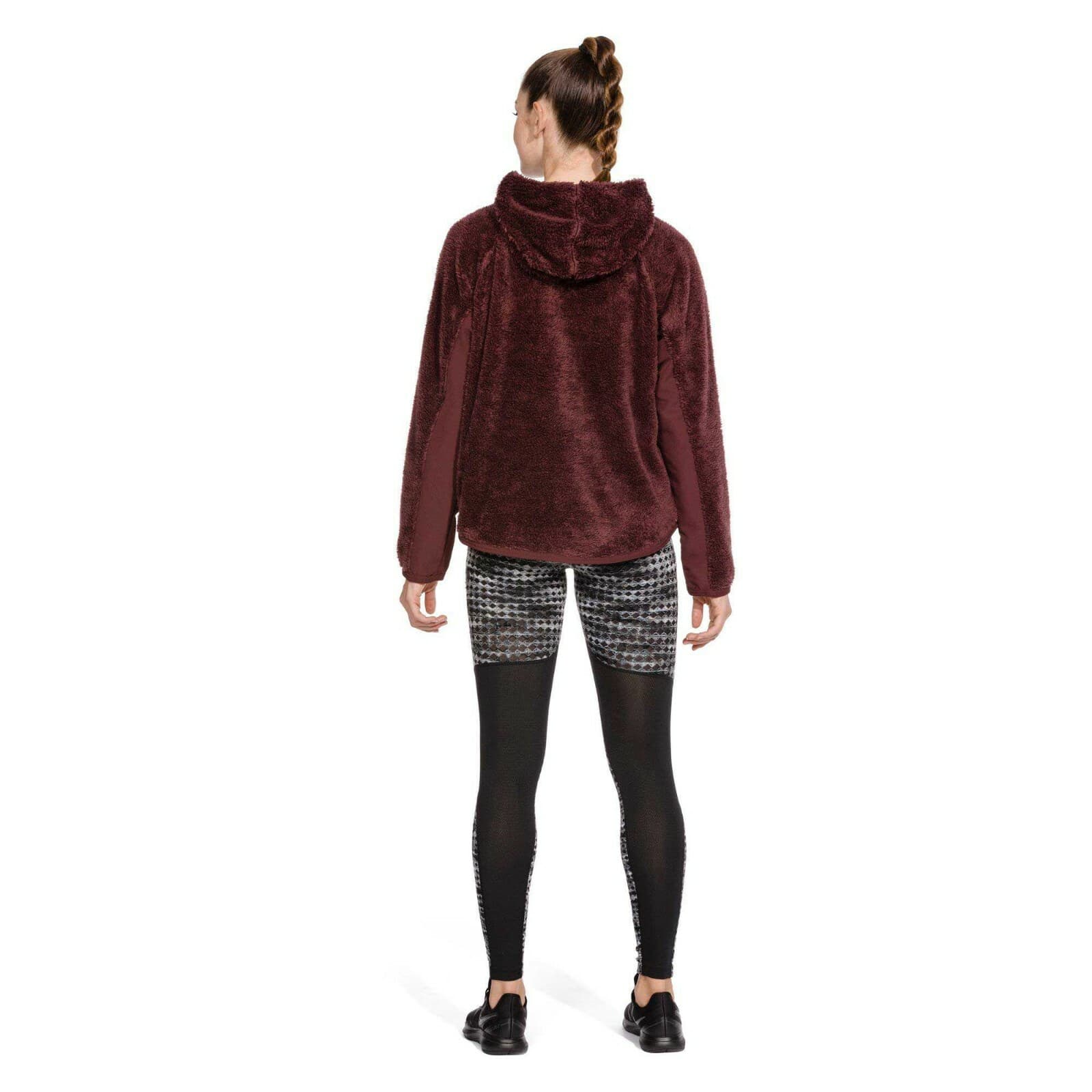 Nike Sherpa Therma Fleece Training Hoodie Sweatshirt Pocket Burgundy Women M - Thumbnail 4