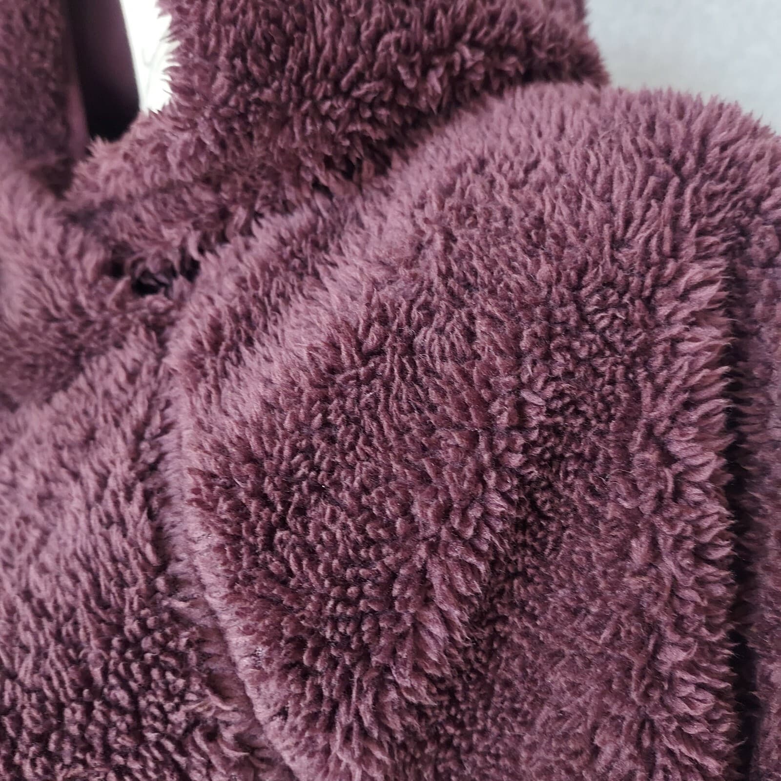 Nike Sherpa Therma Fleece Training Hoodie Sweatshirt Pocket Burgundy Women M - Thumbnail 6