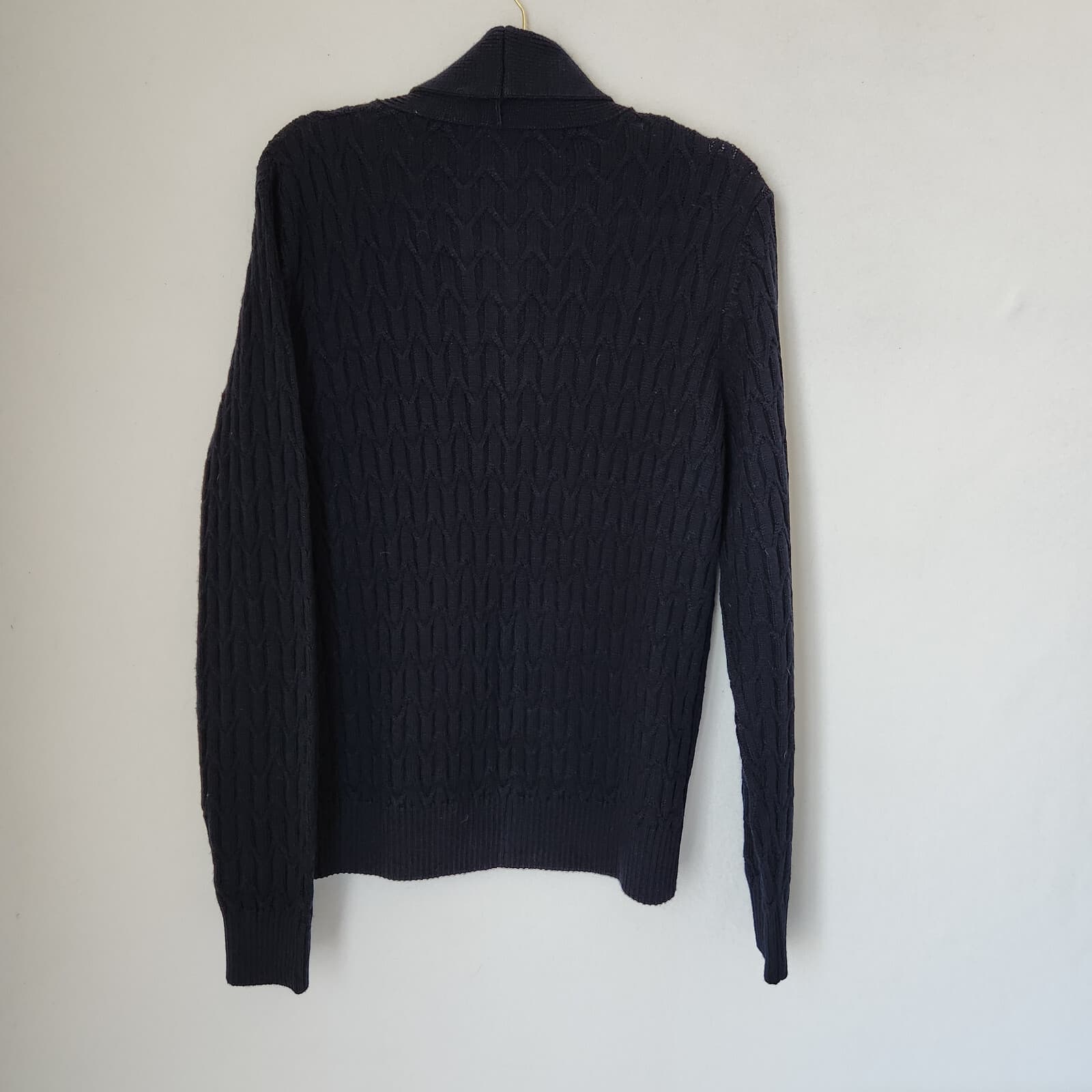 BRAX $248 James Wool Blend Shawl Collar Cardigan Cable Knit Blue Bust 44" (L) - Thumbnail 5