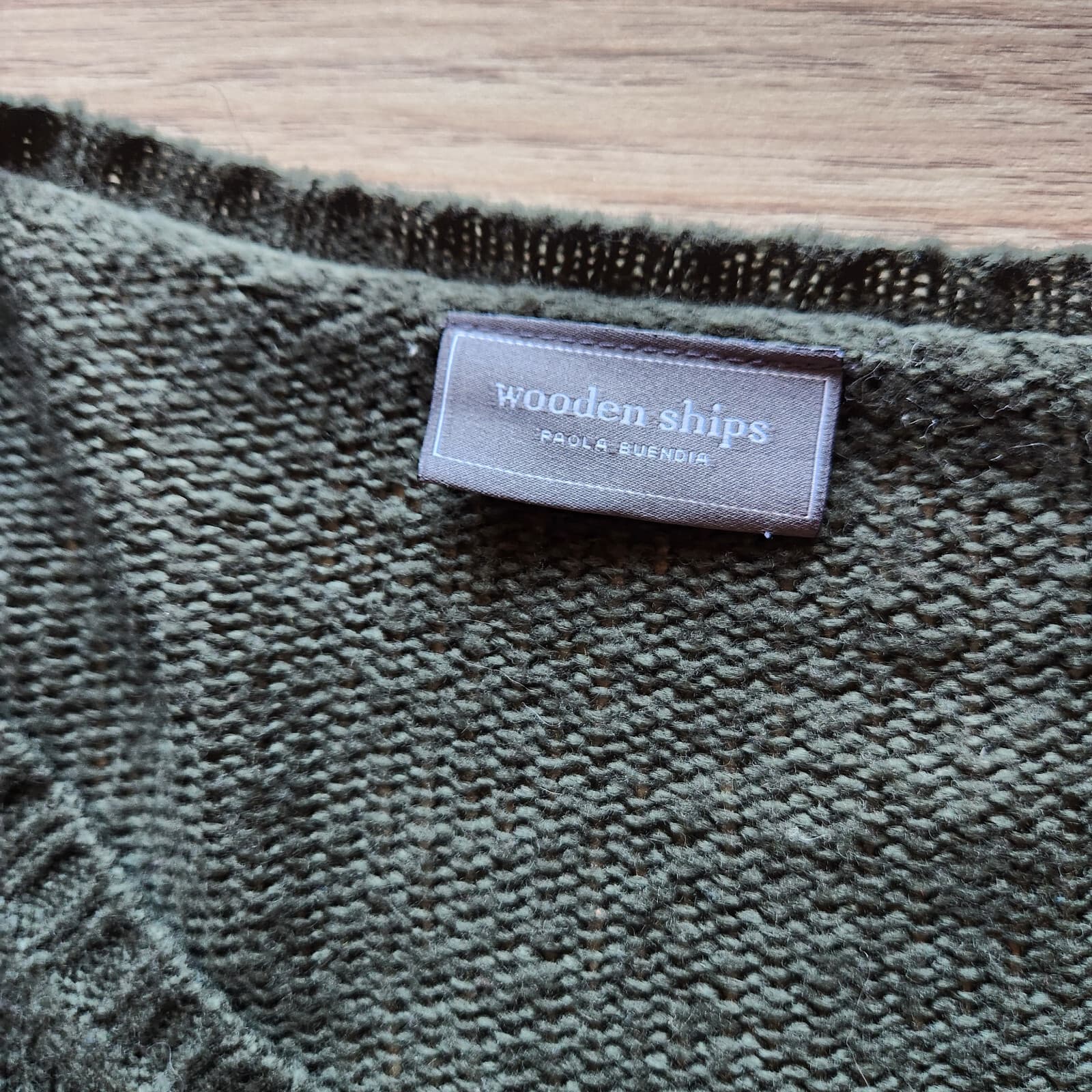 Wooden Ships Sweater Pullover V-Neck Acrylic Mohair Wool Blend Green Sz.M/L - Thumbnail 7