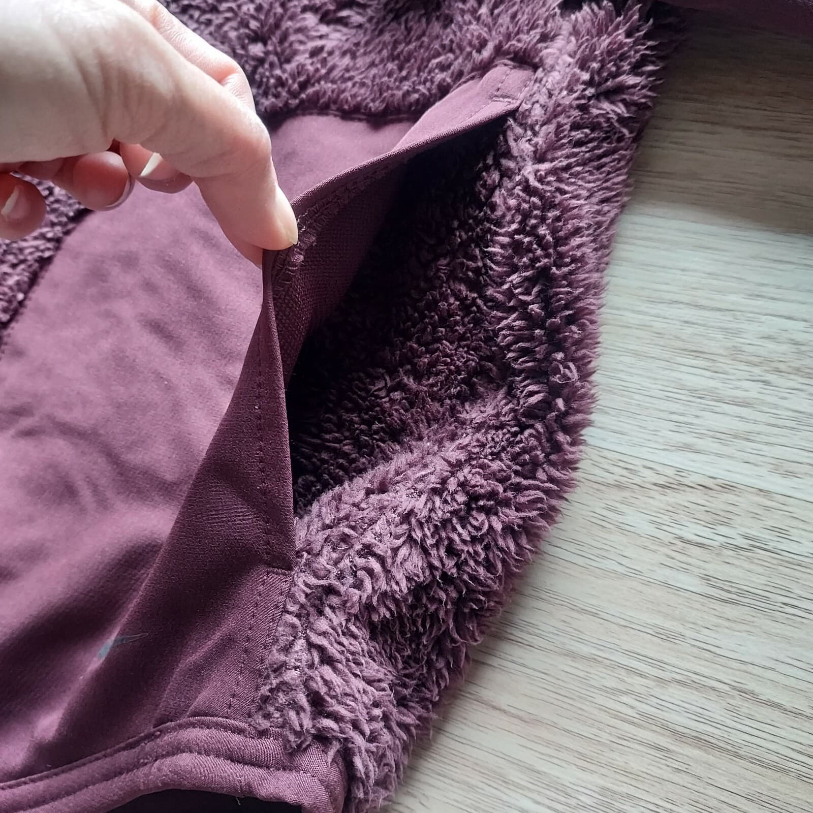 Nike Sherpa Therma Fleece Training Hoodie Sweatshirt Pocket Burgundy Women M - Thumbnail 8