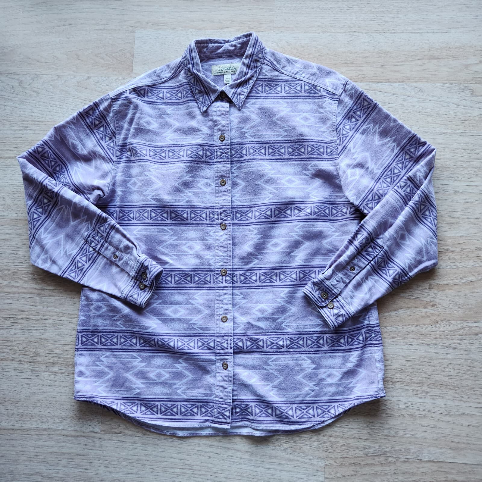 Cabela's Aztec Southwest Flannel Shirt Button Down Long Sleeve Purple Women Sz.L - Thumbnail 3