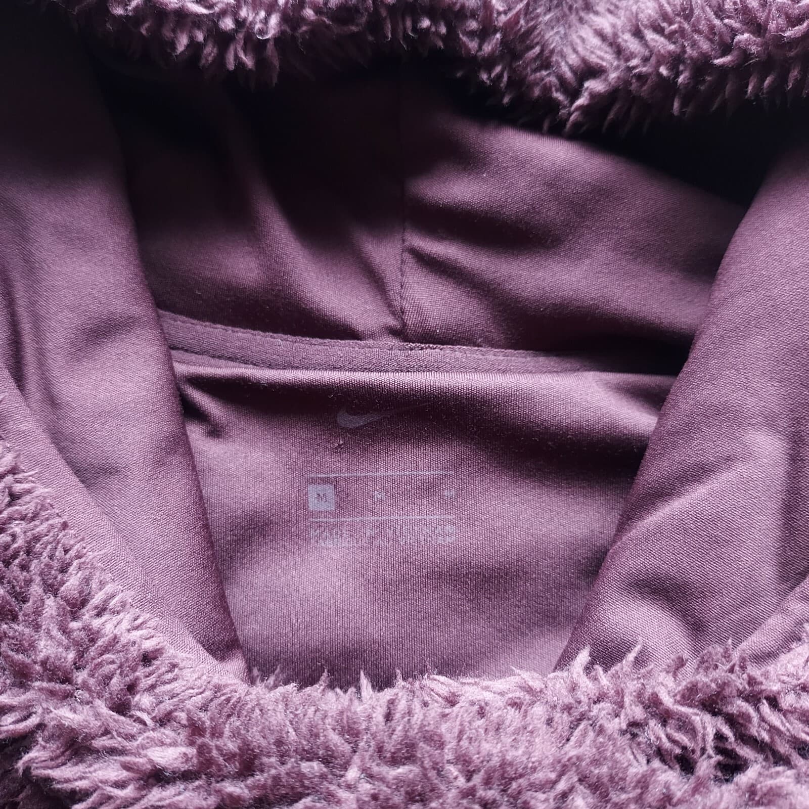 Nike Sherpa Therma Fleece Training Hoodie Sweatshirt Pocket Burgundy Women M - Thumbnail 11