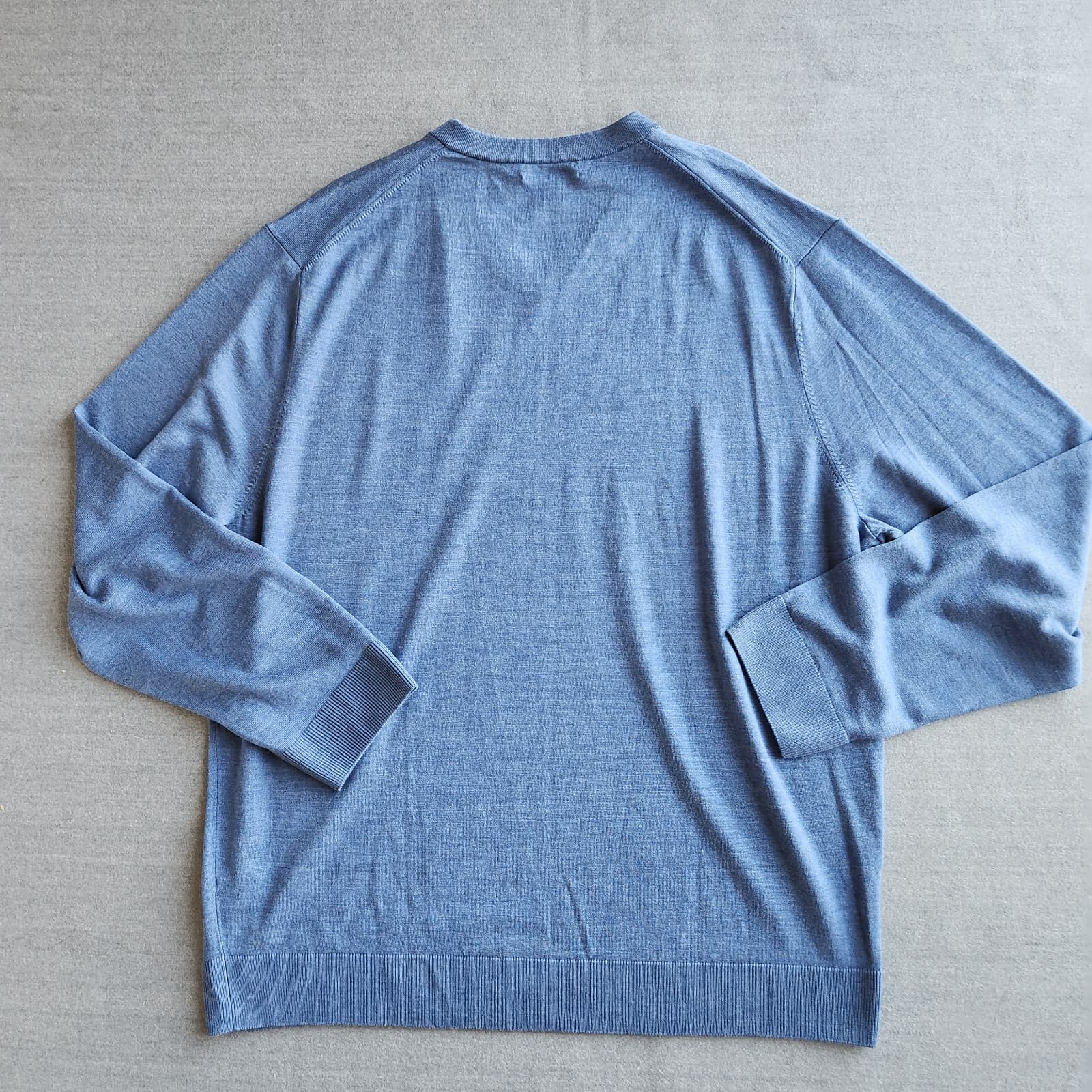 Daniel Cremieux 100% Extrafine Merino Wool V-Neck Sweater Pullover Blue Mens XXL - Thumbnail 7