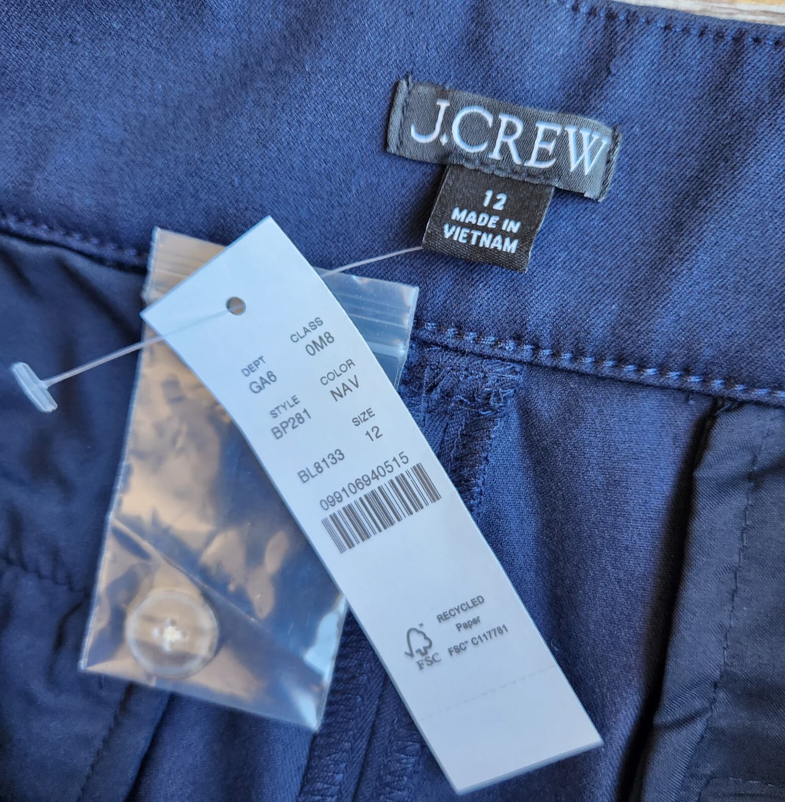 NWT J.Crew Pintuck Suit Short Pocket Bi-Stretch Cotton Blend Navy Blue Womens 12 - Thumbnail 5
