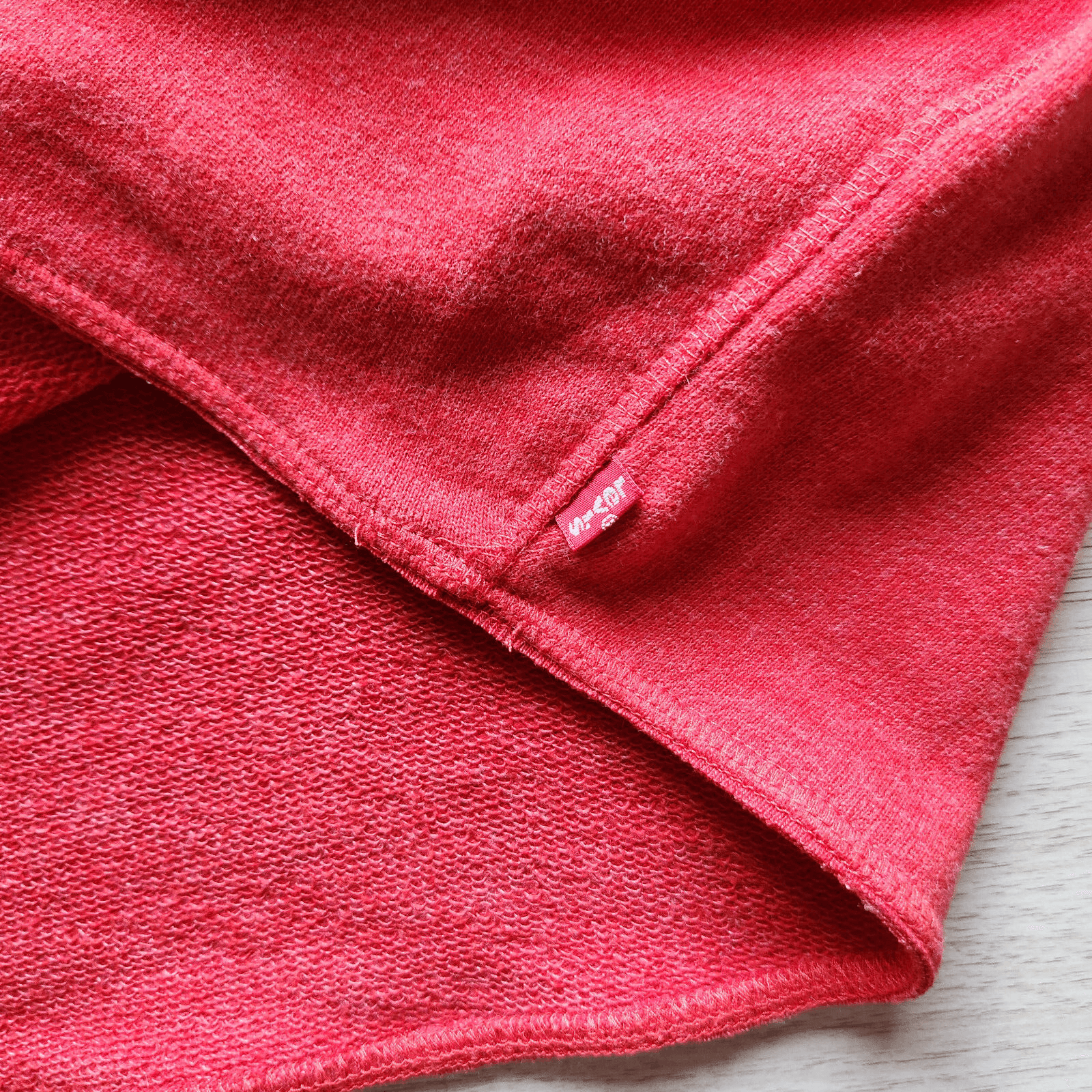 Levi's Logo Print Comfy Terry Knit Sweatshirt Long Sleeve Crew Neck Red Women L - Thumbnail 7