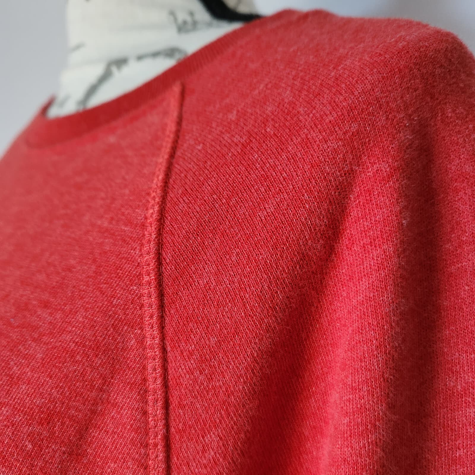 Levi's Logo Print Comfy Terry Knit Sweatshirt Long Sleeve Crew Neck Red Women L - Thumbnail 5
