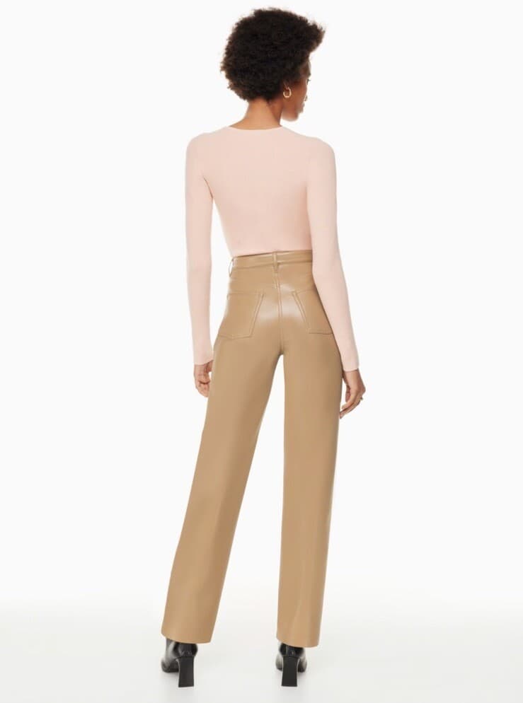 Aritzia Wilfred The Melina Vegan Leather Straight Leg Pants Cream Women's 4 - Thumbnail 9