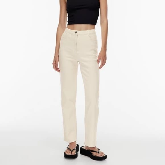 Aritzia Wilfred The Melina Vegan Leather Straight Leg Pants Cream Women's 4 - Thumbnail 2