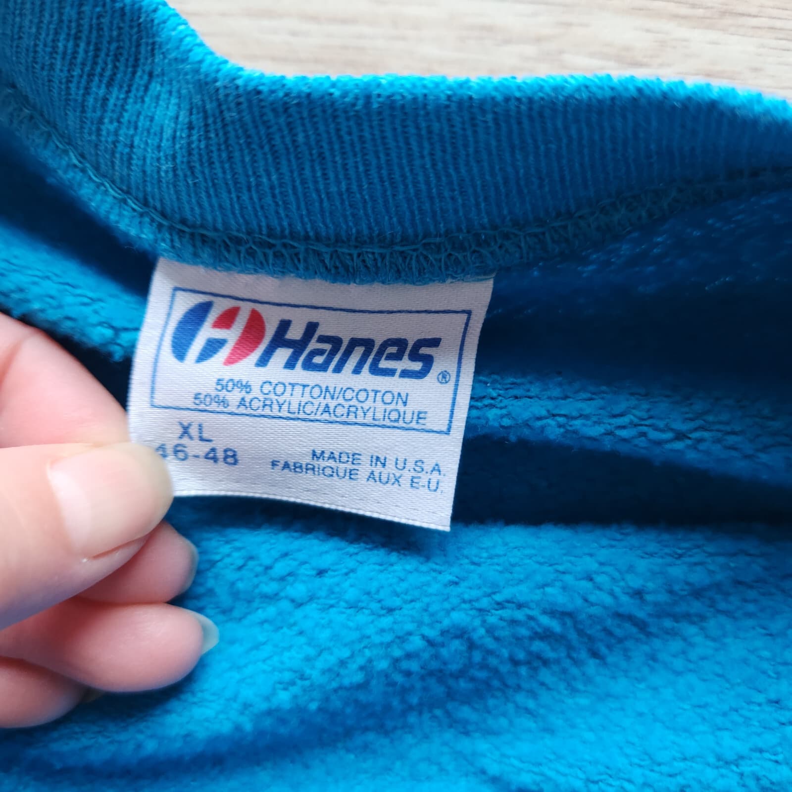 Vintage Hanes USA Graphic Tresham Fleece Lined Sweatshirt Crewneck Blue Adult XL - Thumbnail 7