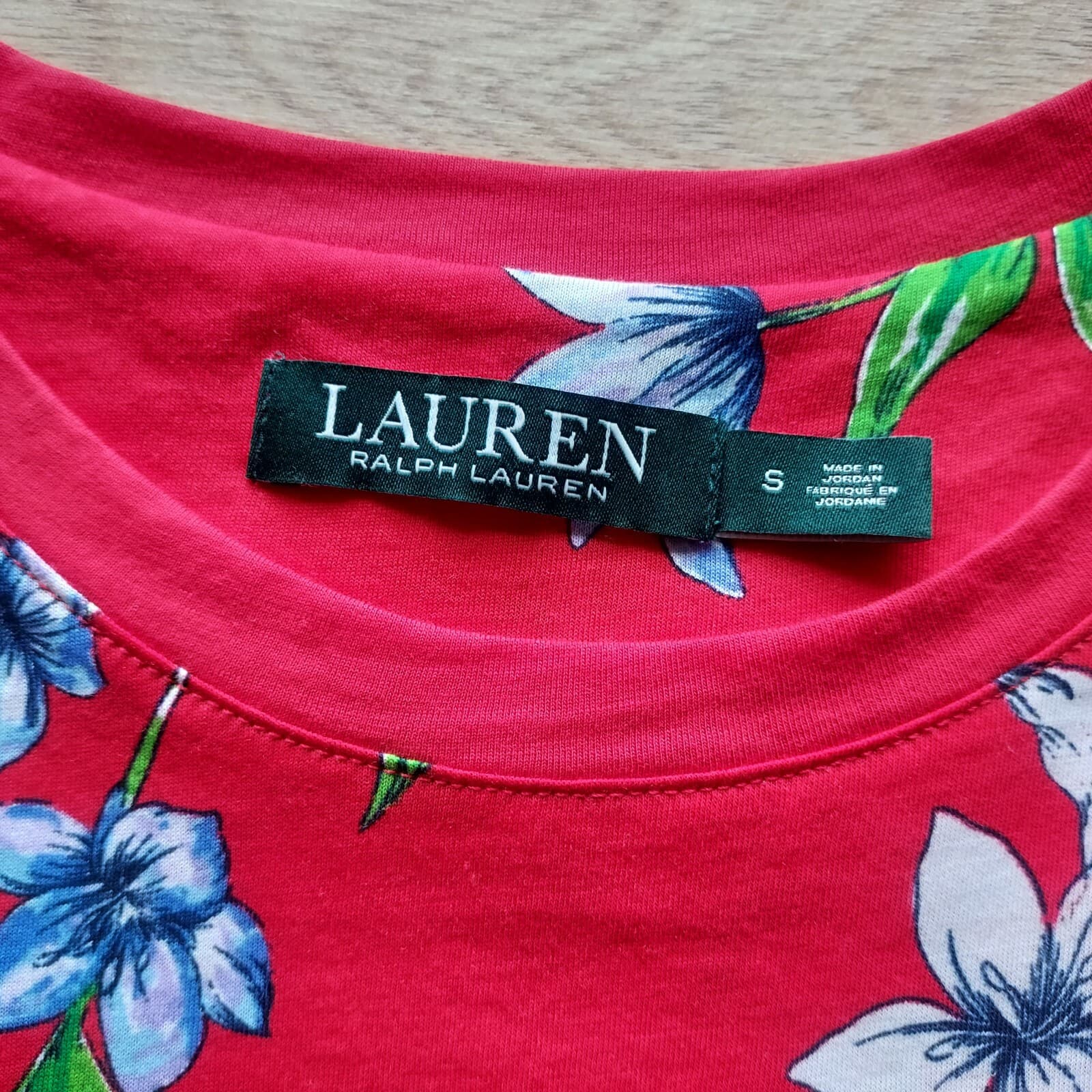 Lauren Ralph Lauren Marrim Floral Jersey Top Short Sleeve Crew Neck Red Women S - Thumbnail 9