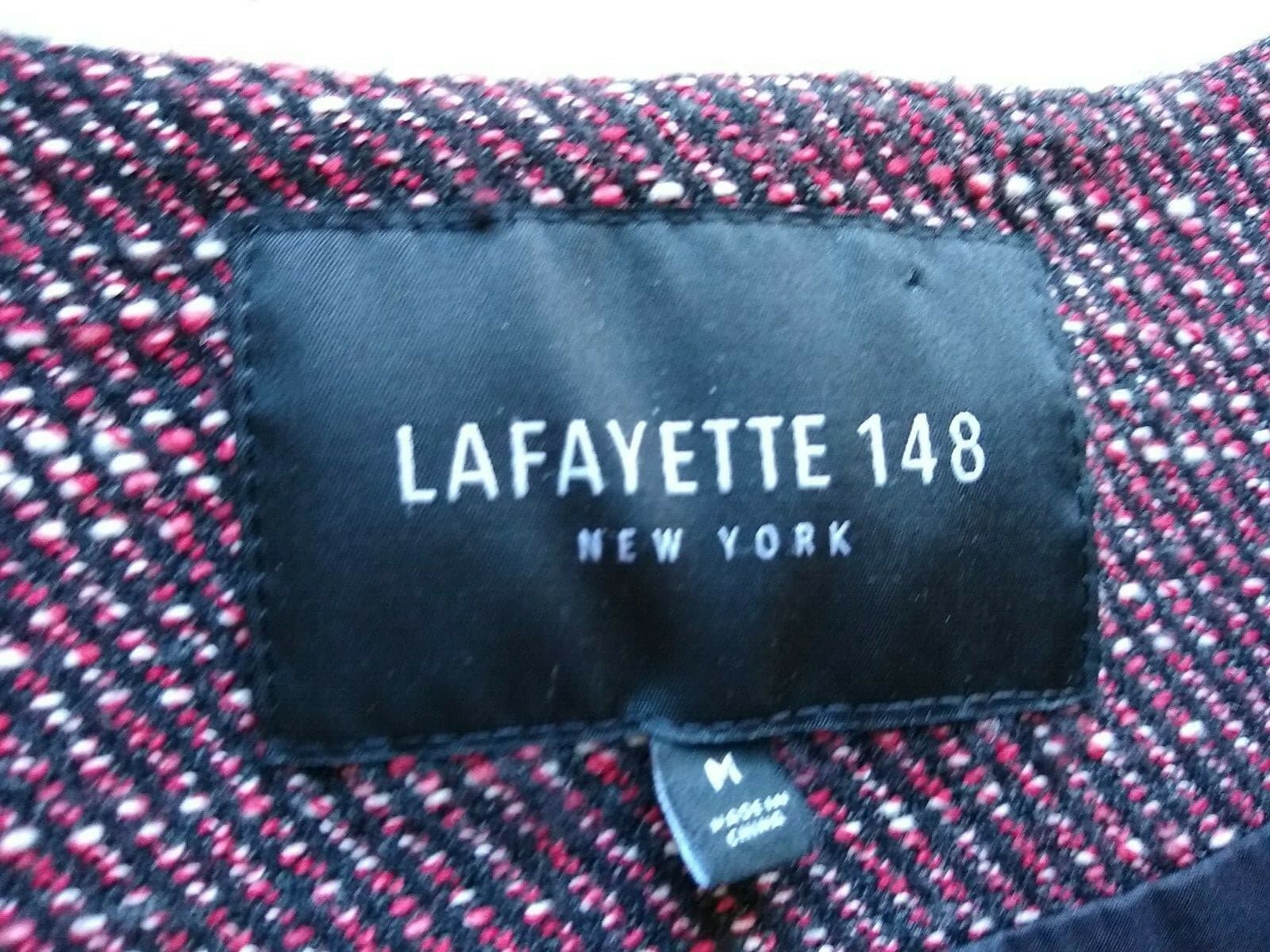 LAFAYETTE 148 NY Wool Blend Blazer Jacket Zip-Up Zip-Pocket Lined Black Red Sz.M - Thumbnail 12