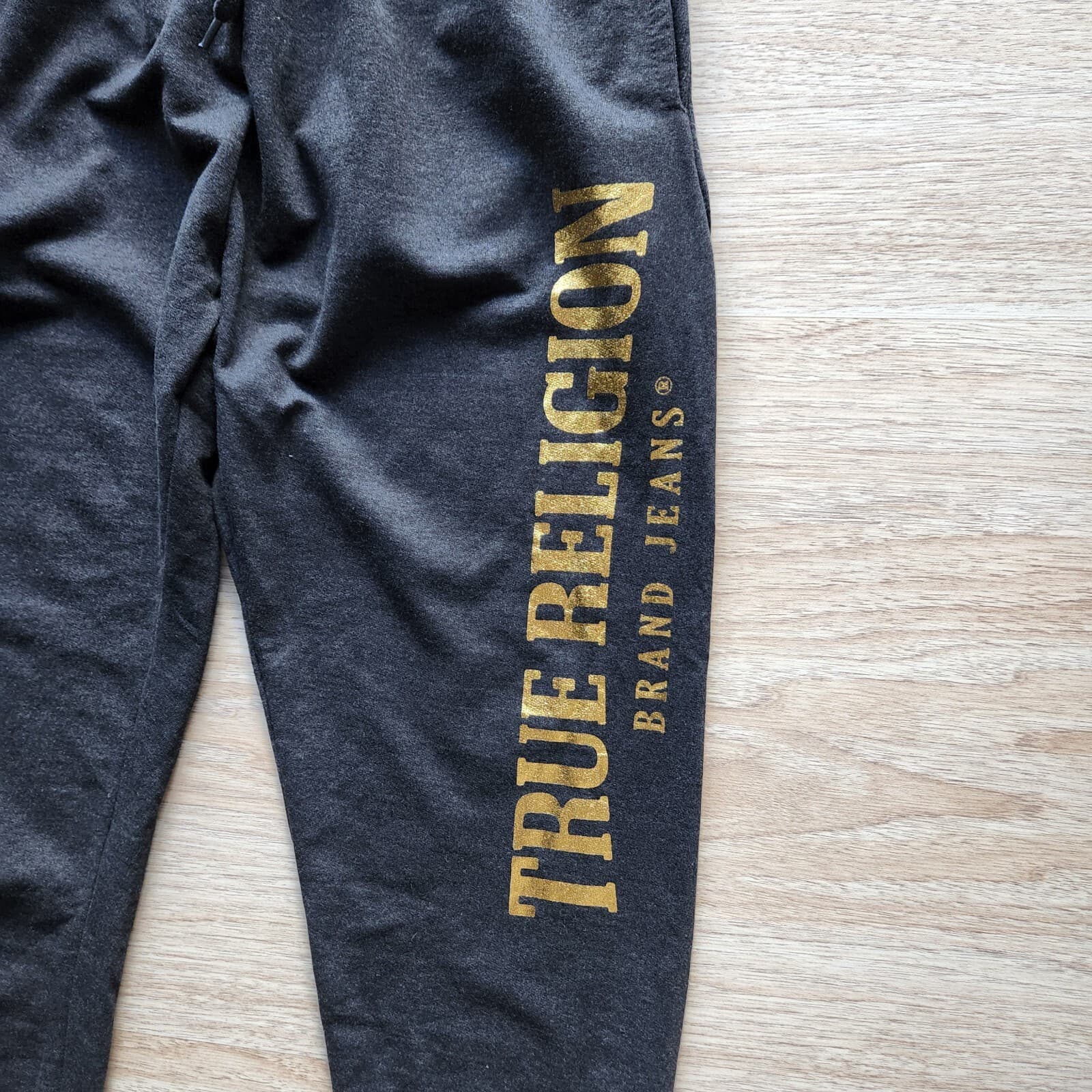 NWT True Religion Loungewear Spell Out Jogger Sweatpants Terry Knit Black Men S - Thumbnail 2