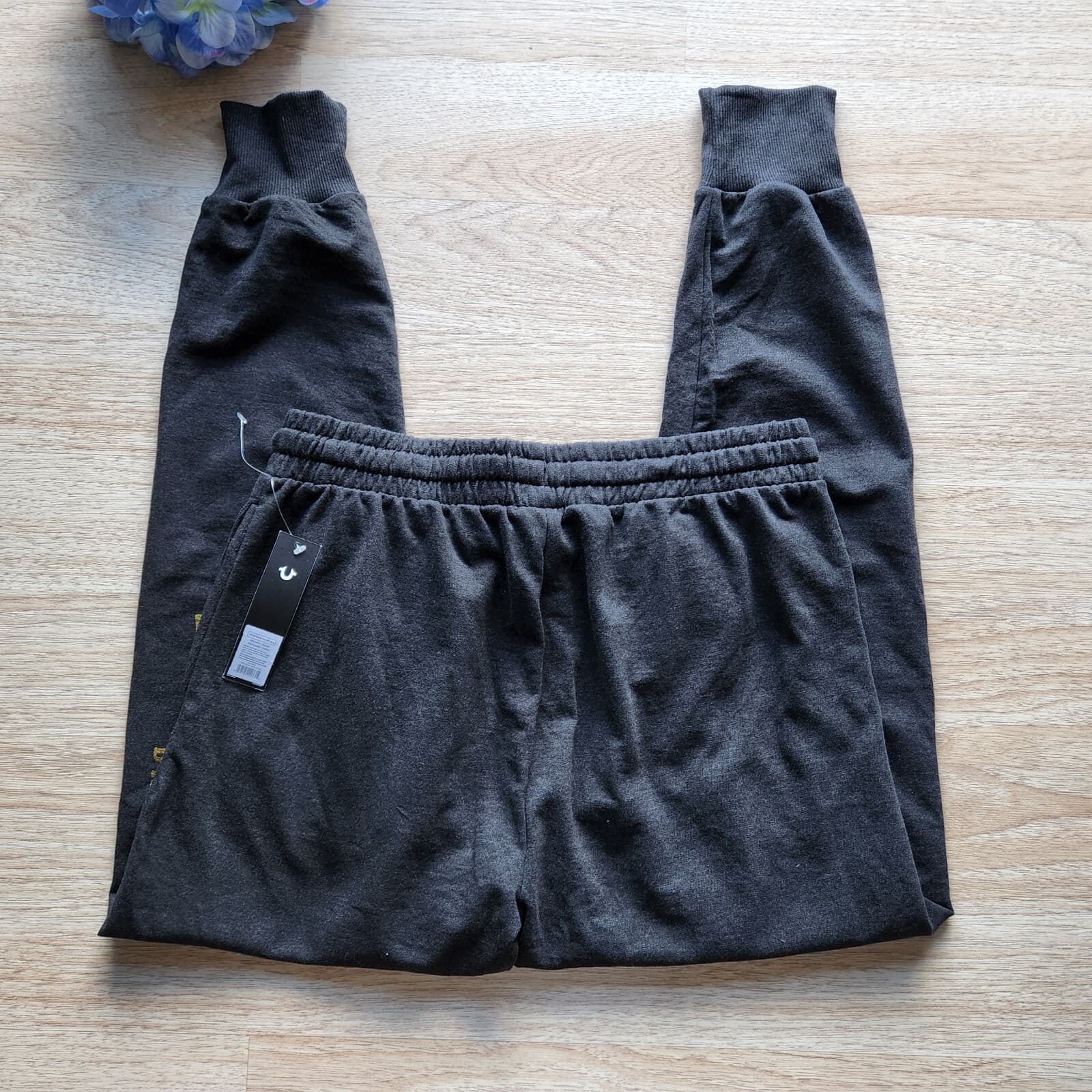 NWT True Religion Loungewear Spell Out Jogger Sweatpants Terry Knit Black Men S - Thumbnail 6