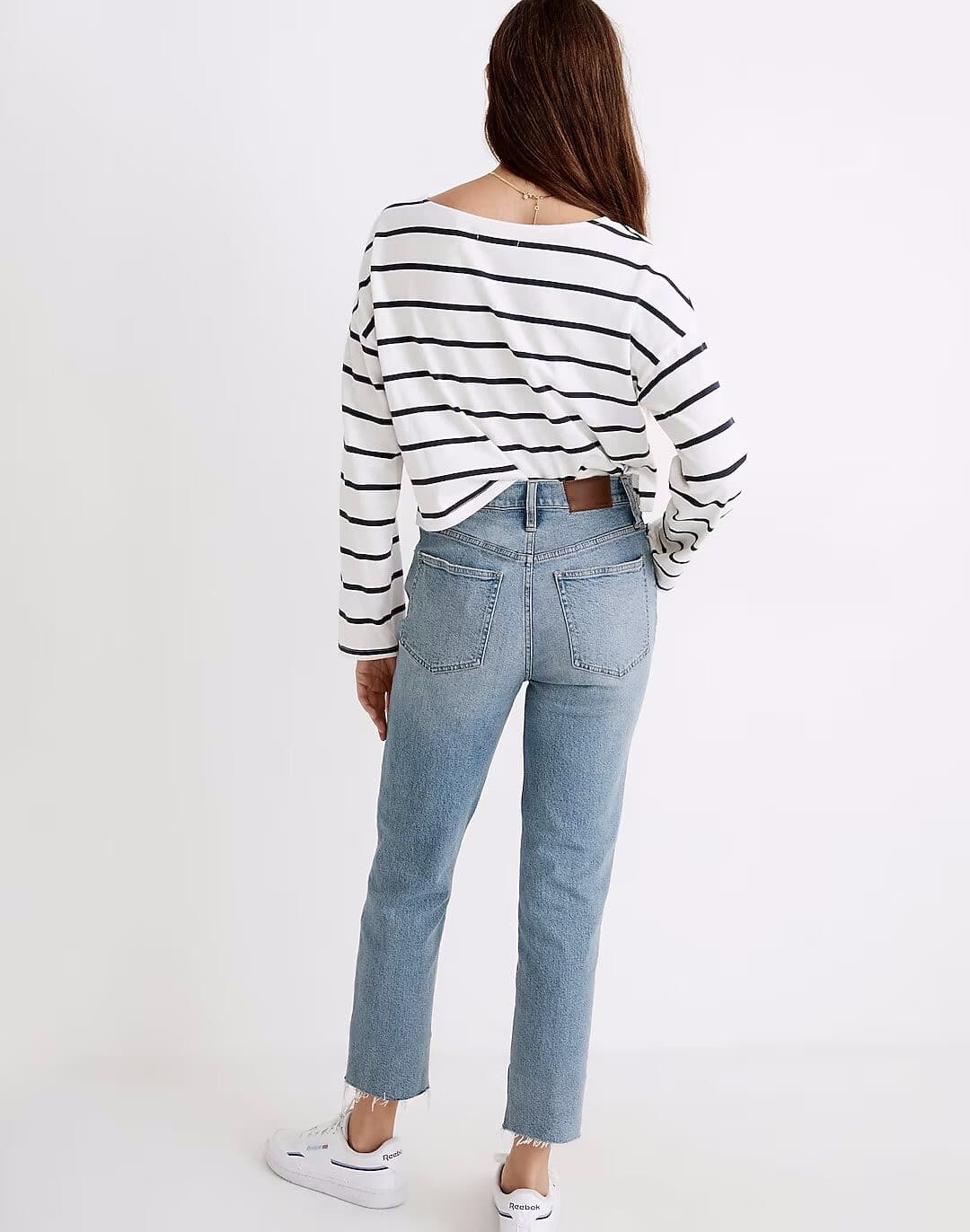 NWT Madewell $128 The Perfect Vintage Mom Jean in Ellicott Wash Raw Hem Sz.26 - Thumbnail 5