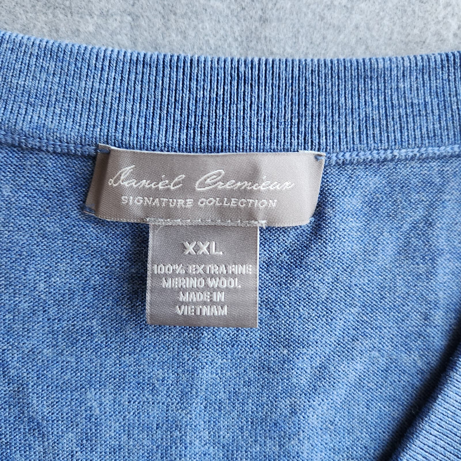 Daniel Cremieux 100% Extrafine Merino Wool V-Neck Sweater Pullover Blue Mens XXL - Thumbnail 3