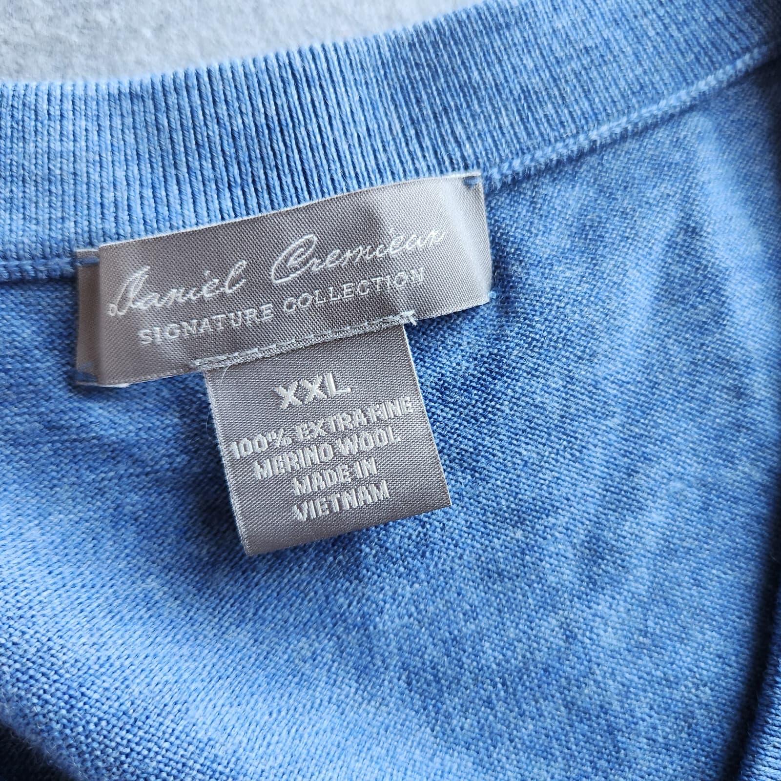 Daniel Cremieux 100% Extrafine Merino Wool V-Neck Sweater Pullover Blue Mens XXL - Thumbnail 5