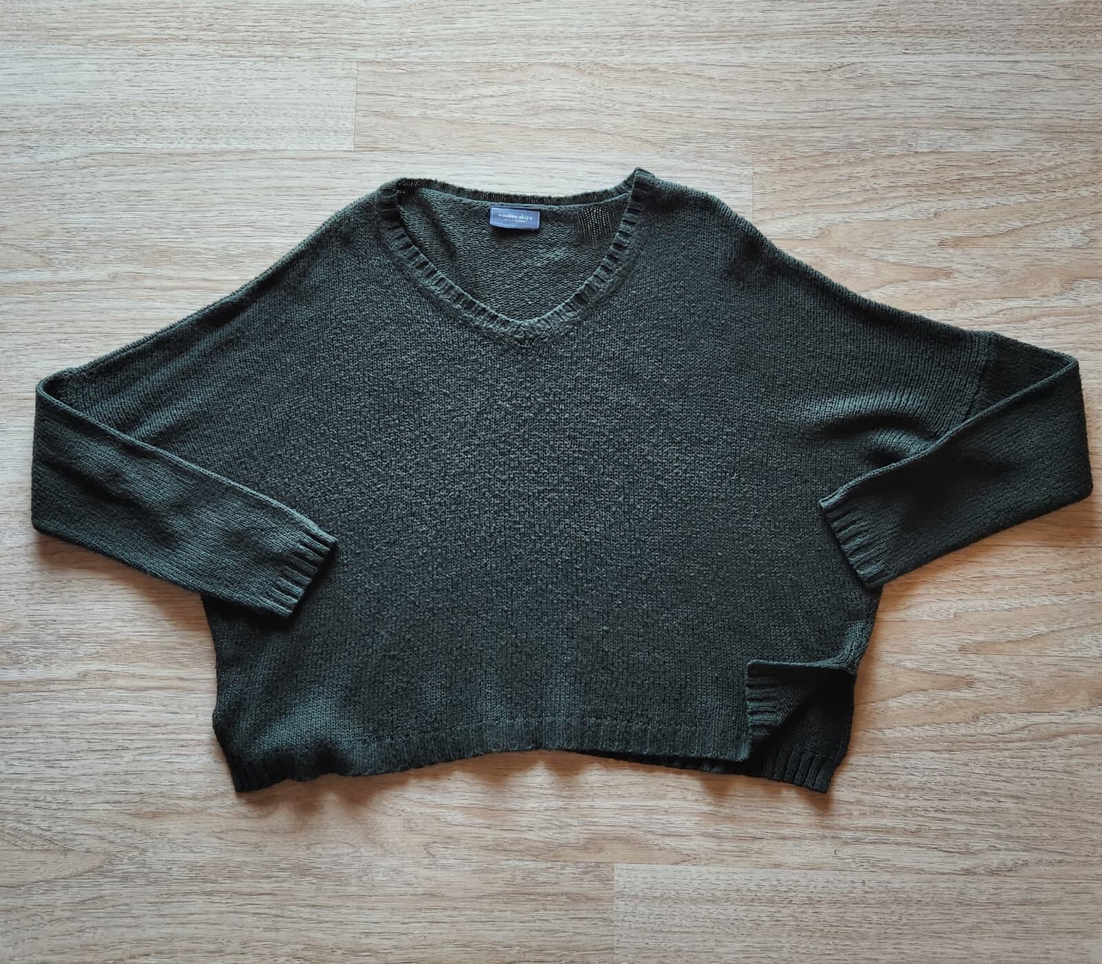 Wooden Ships Sweater Pullover V-Neck Acrylic Mohair Wool Blend Green Sz.M/L - Thumbnail 5